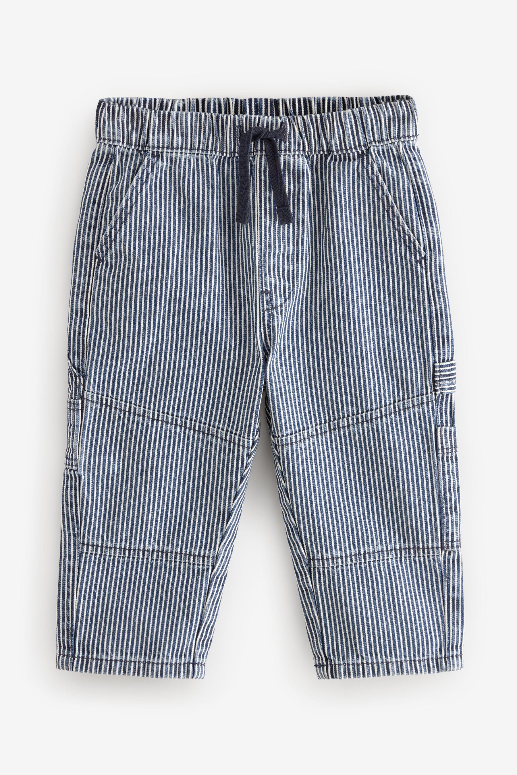 Blue/White Ticking Stripe 100% Cotton Carpenter Jeans (3mths-7yrs)