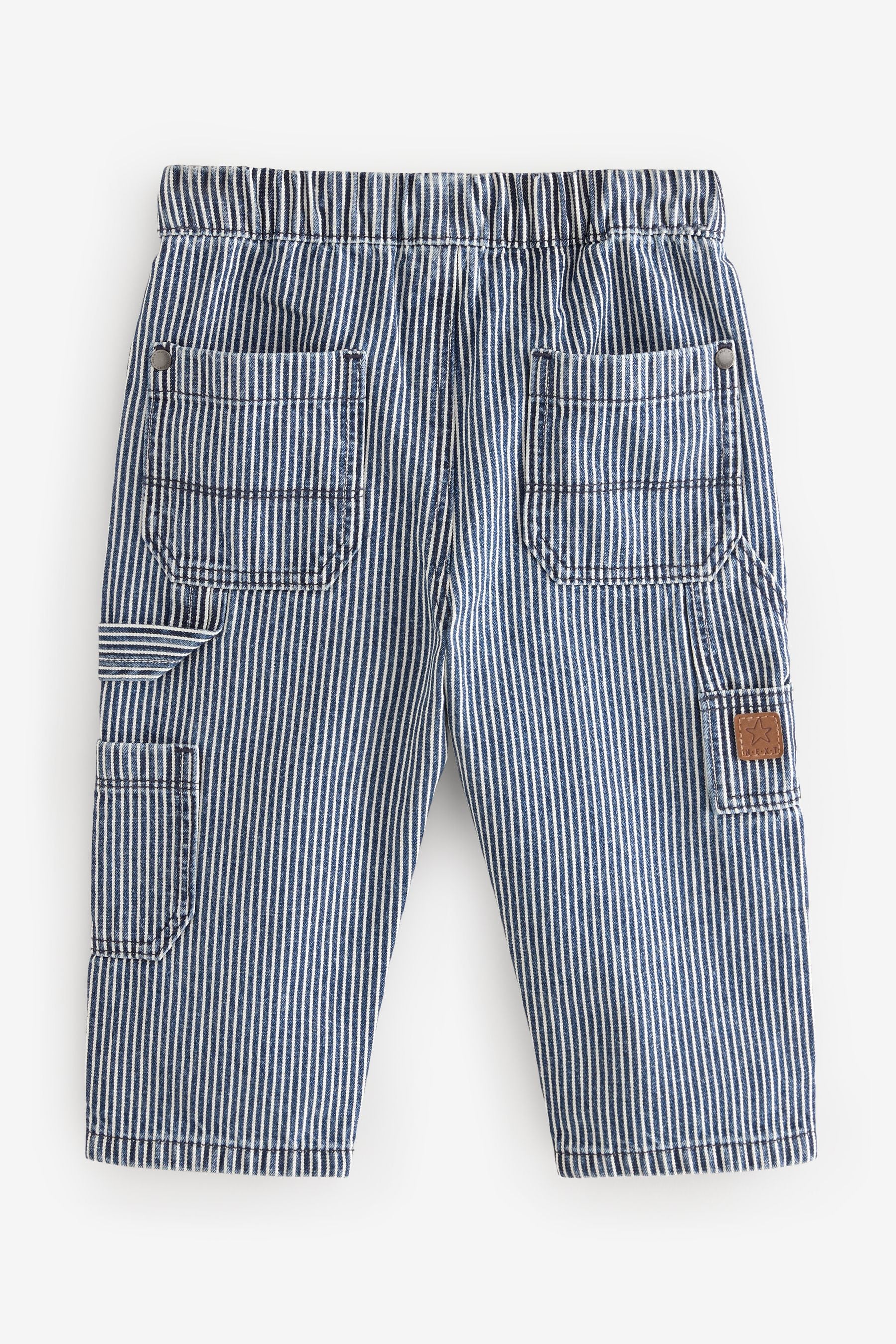 Blue/White Ticking Stripe 100% Cotton Carpenter Jeans (3mths-7yrs)