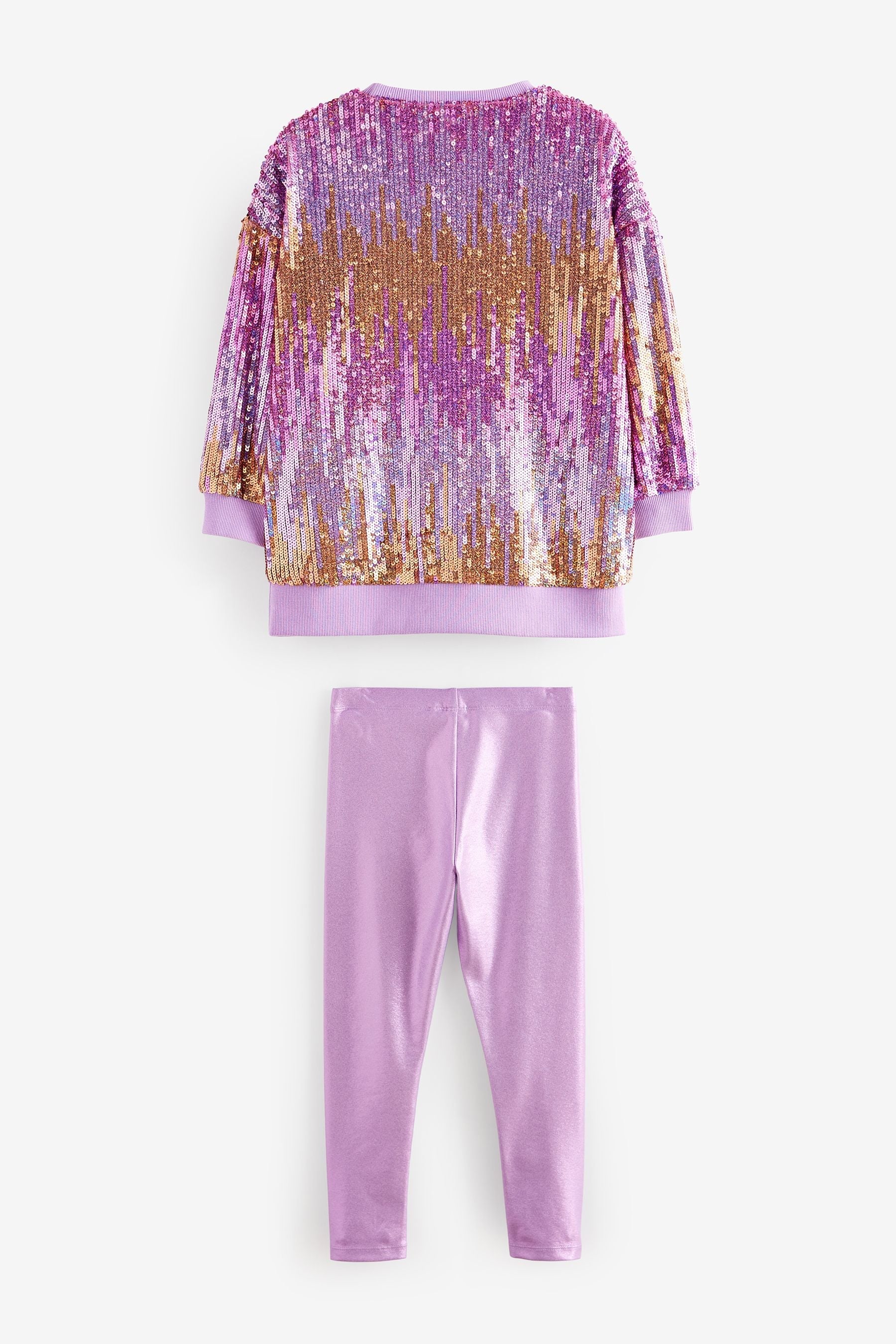 Pink Sequin Sweatshirt And Foil Leggings Set (3-16yrs)