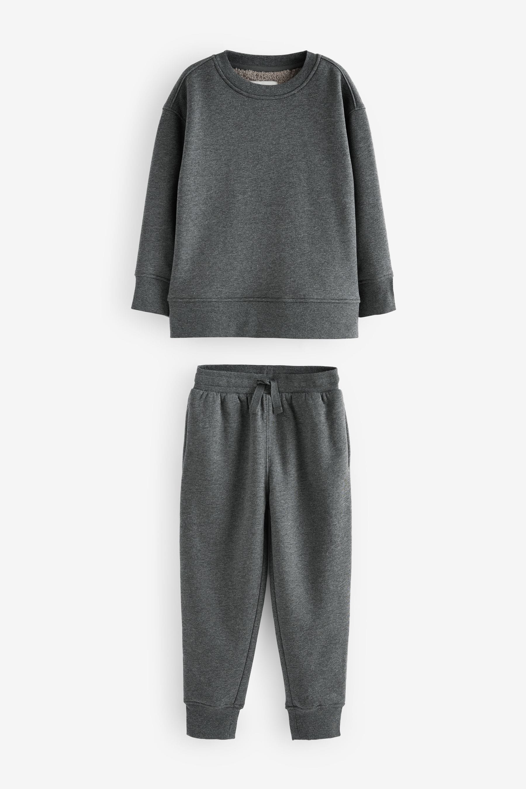 Charcoal Grey Fleece Lined Loungewear Pyjamas (3-16yrs)