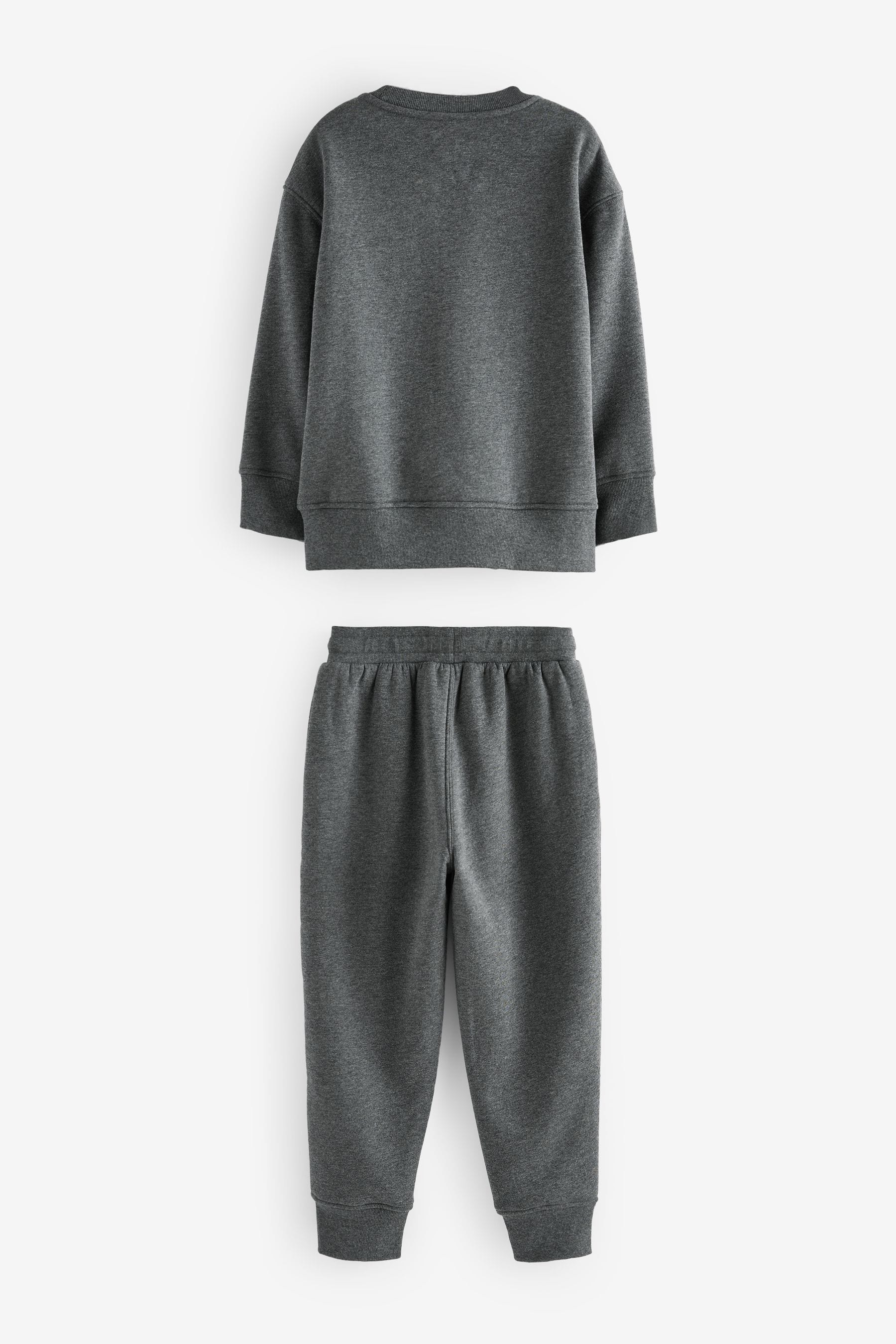 Charcoal Grey Fleece Lined Loungewear Pyjamas (3-16yrs)