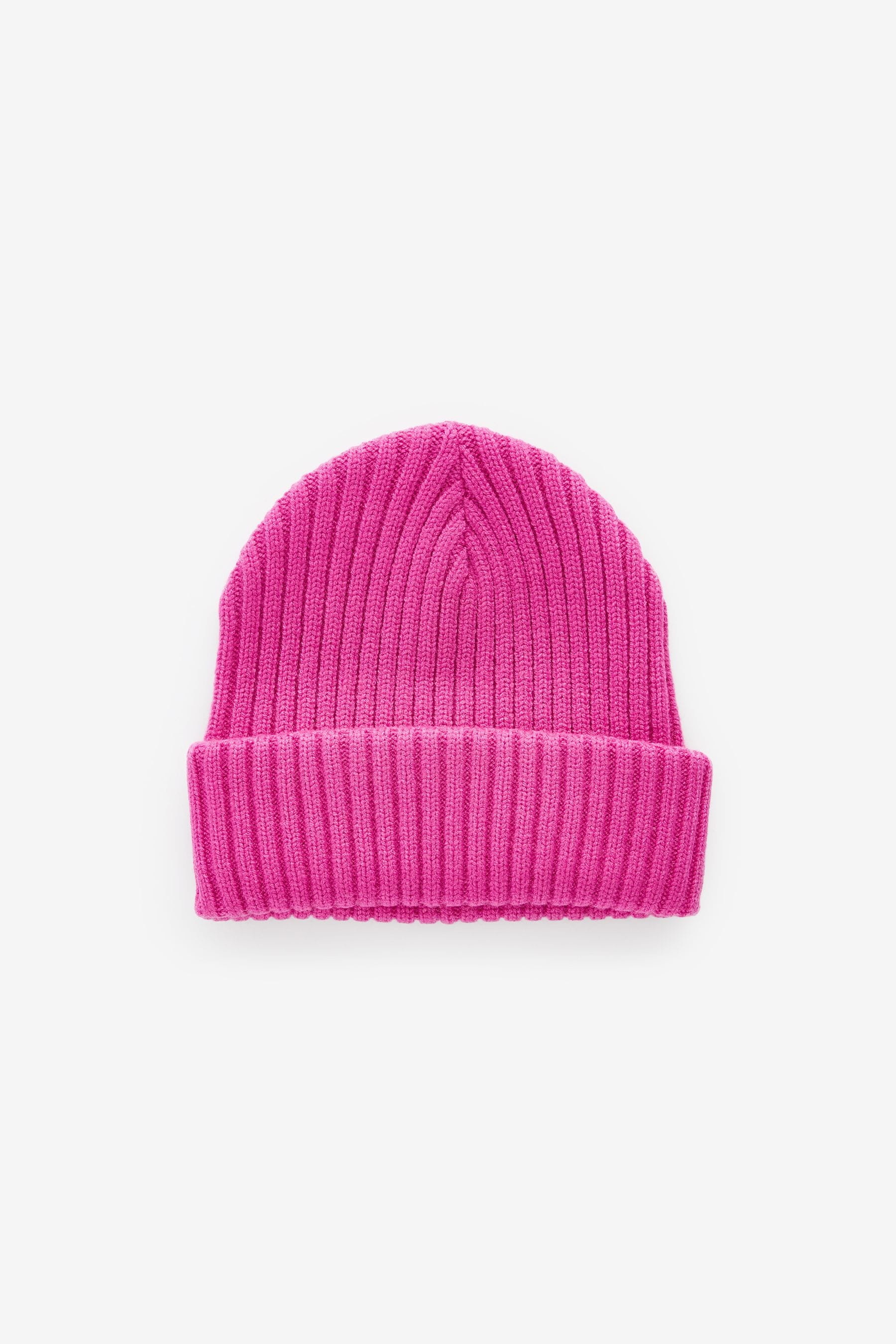 Bright Pink Rib Beanie Hat (1-16yrs)