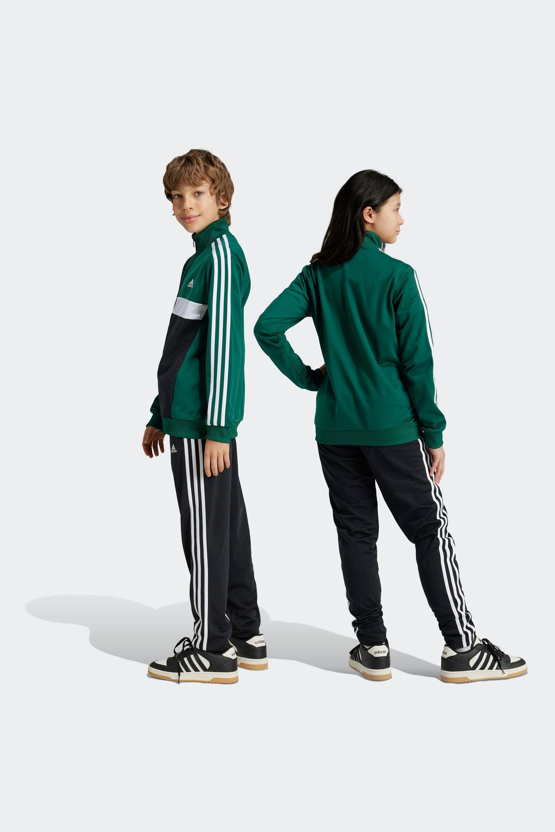 adidas Green/White Sportswear Essentials 3-Stripes Tiberio Tracksuit