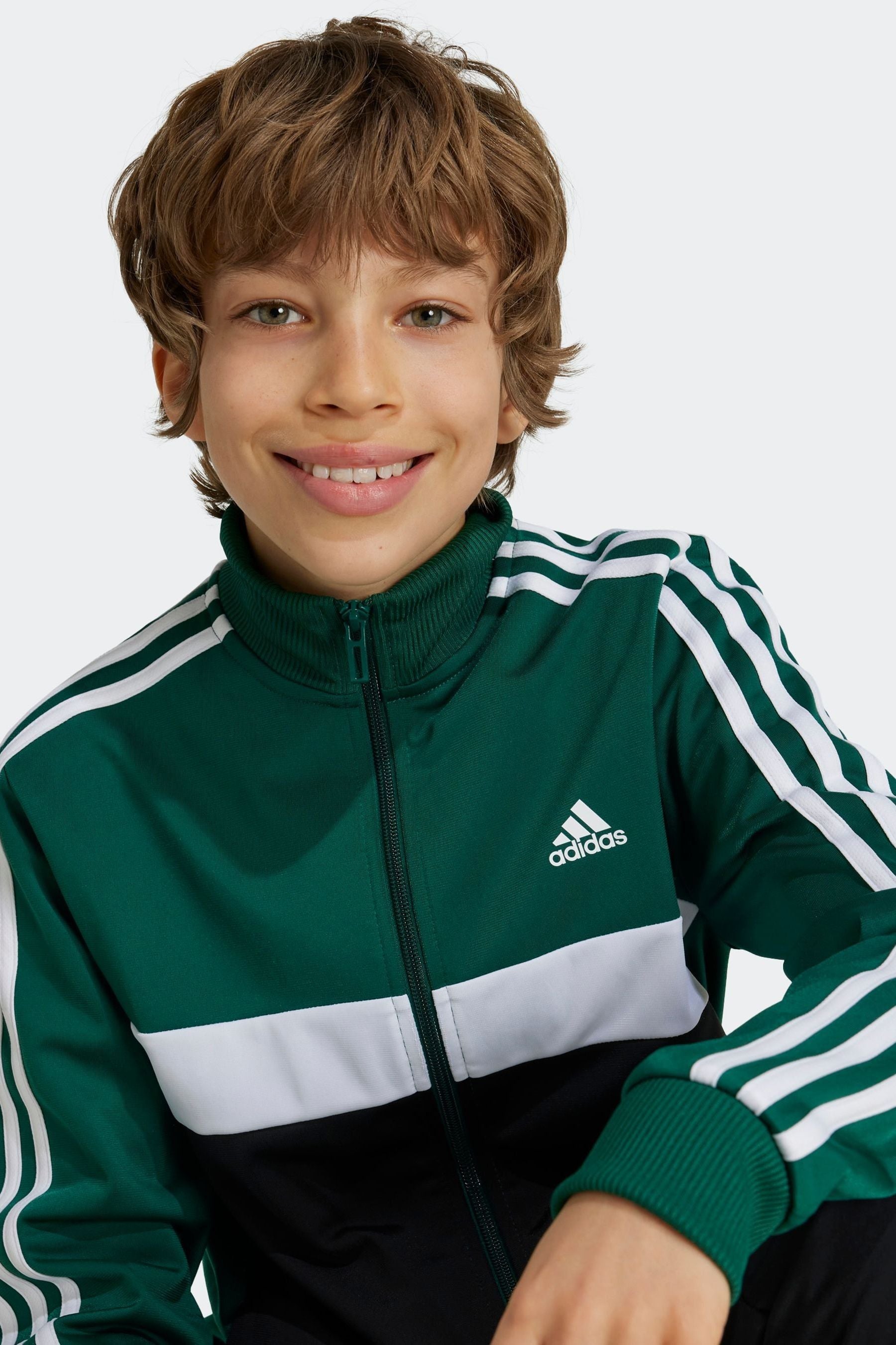 adidas Green/White Sportswear Essentials 3-Stripes Tiberio Tracksuit