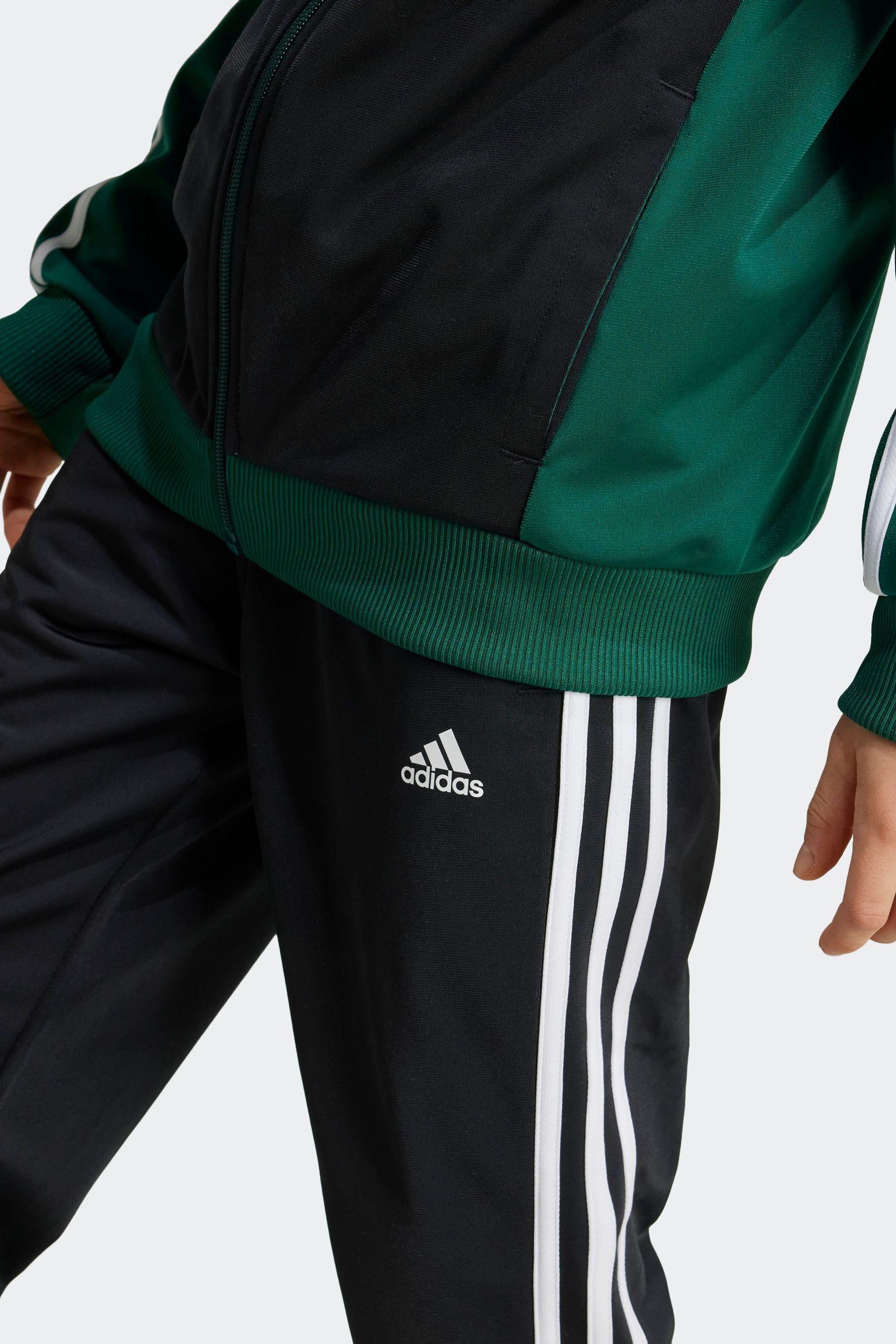 adidas Green/White Sportswear Essentials 3-Stripes Tiberio Tracksuit