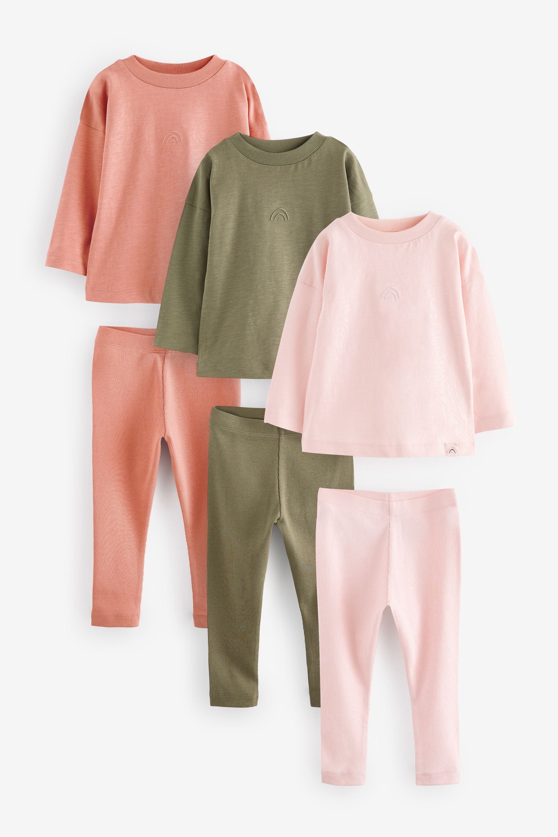 Green/Pink 100% Cotton Pyjamas 3 Pack (9mths-12yrs)