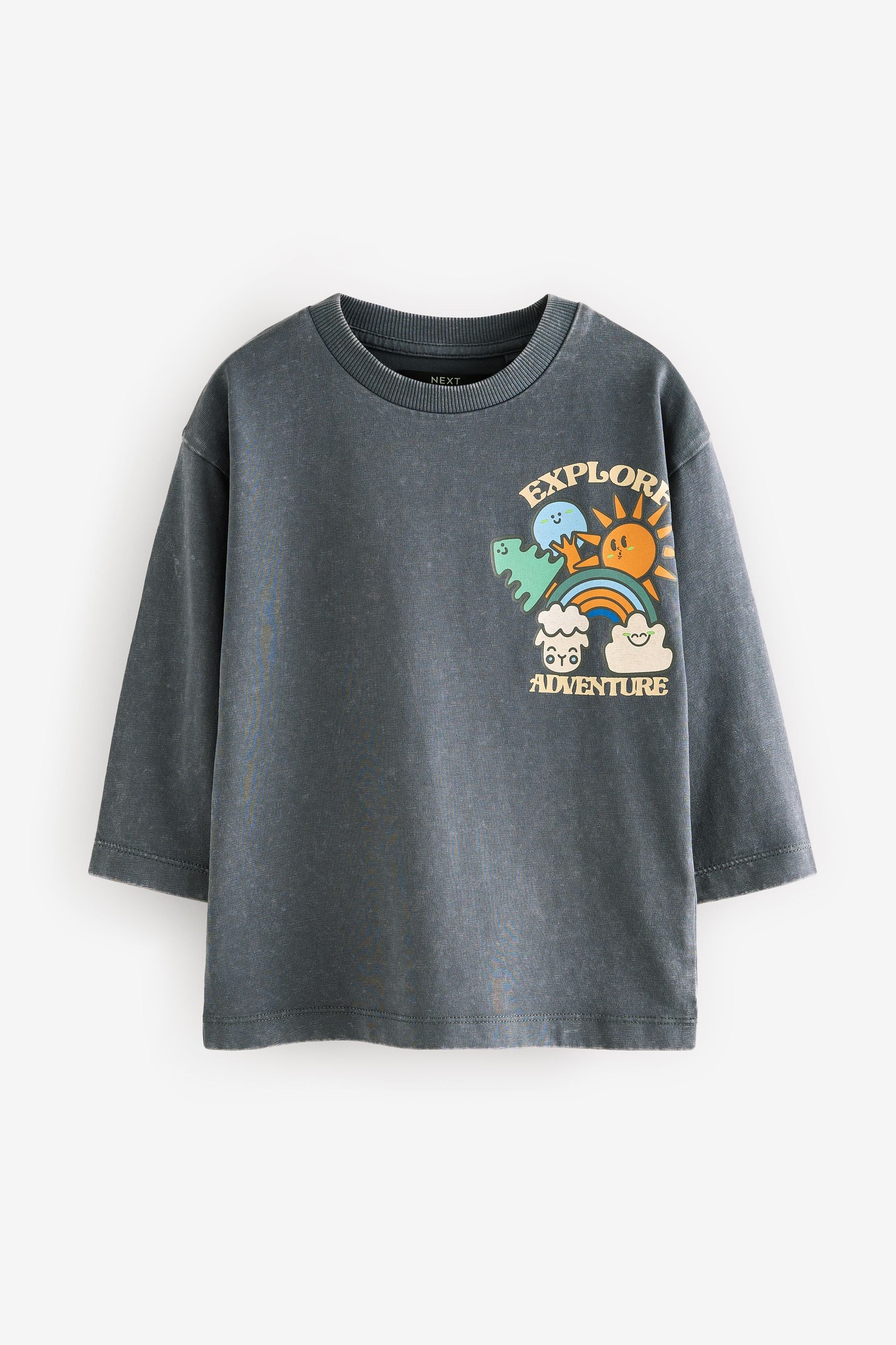 Charcoal Grey Long Sleeve 100% Cotton T-Shirt (3mths-7yrs)