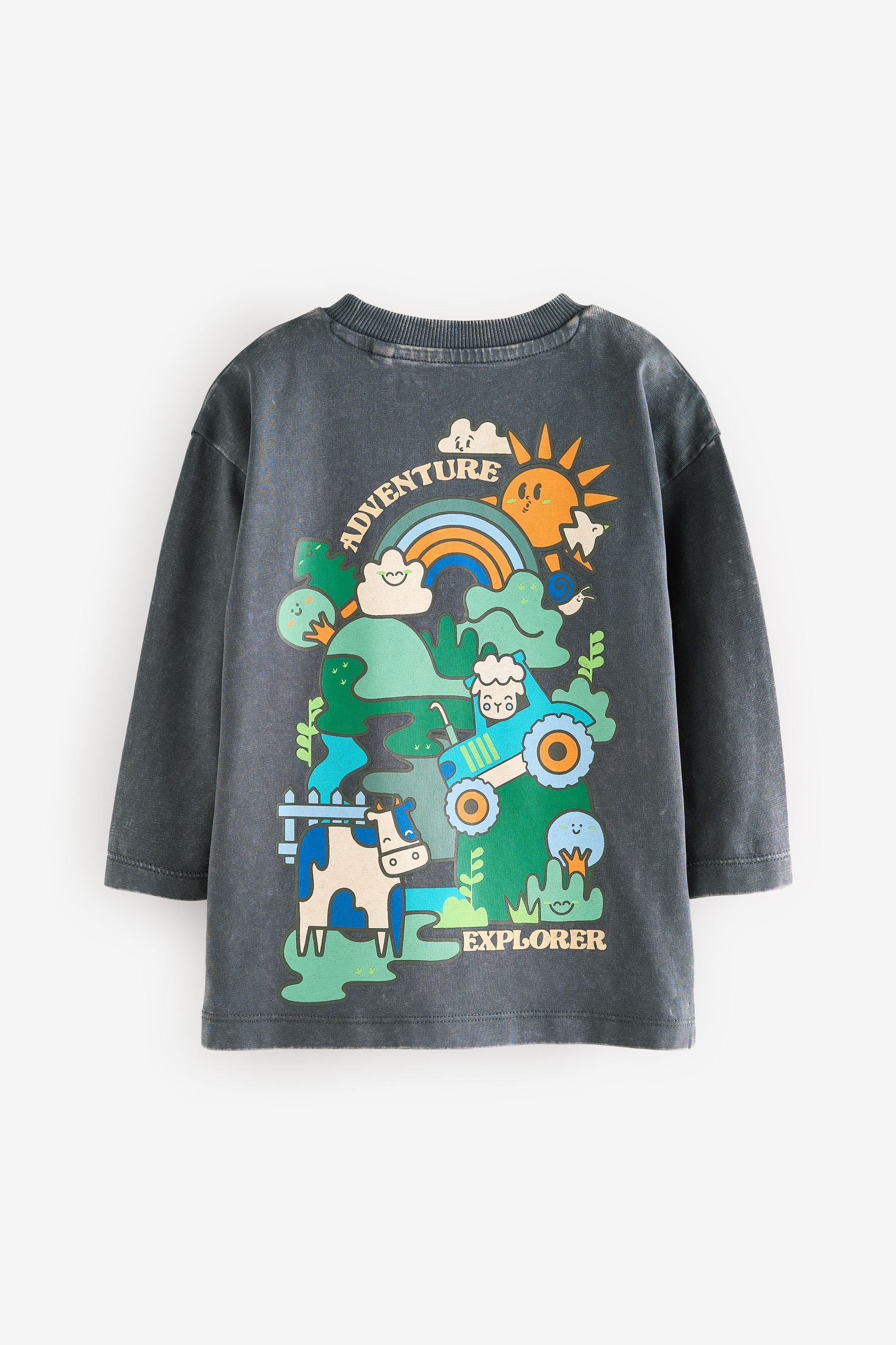 Charcoal Grey Long Sleeve 100% Cotton T-Shirt (3mths-7yrs)