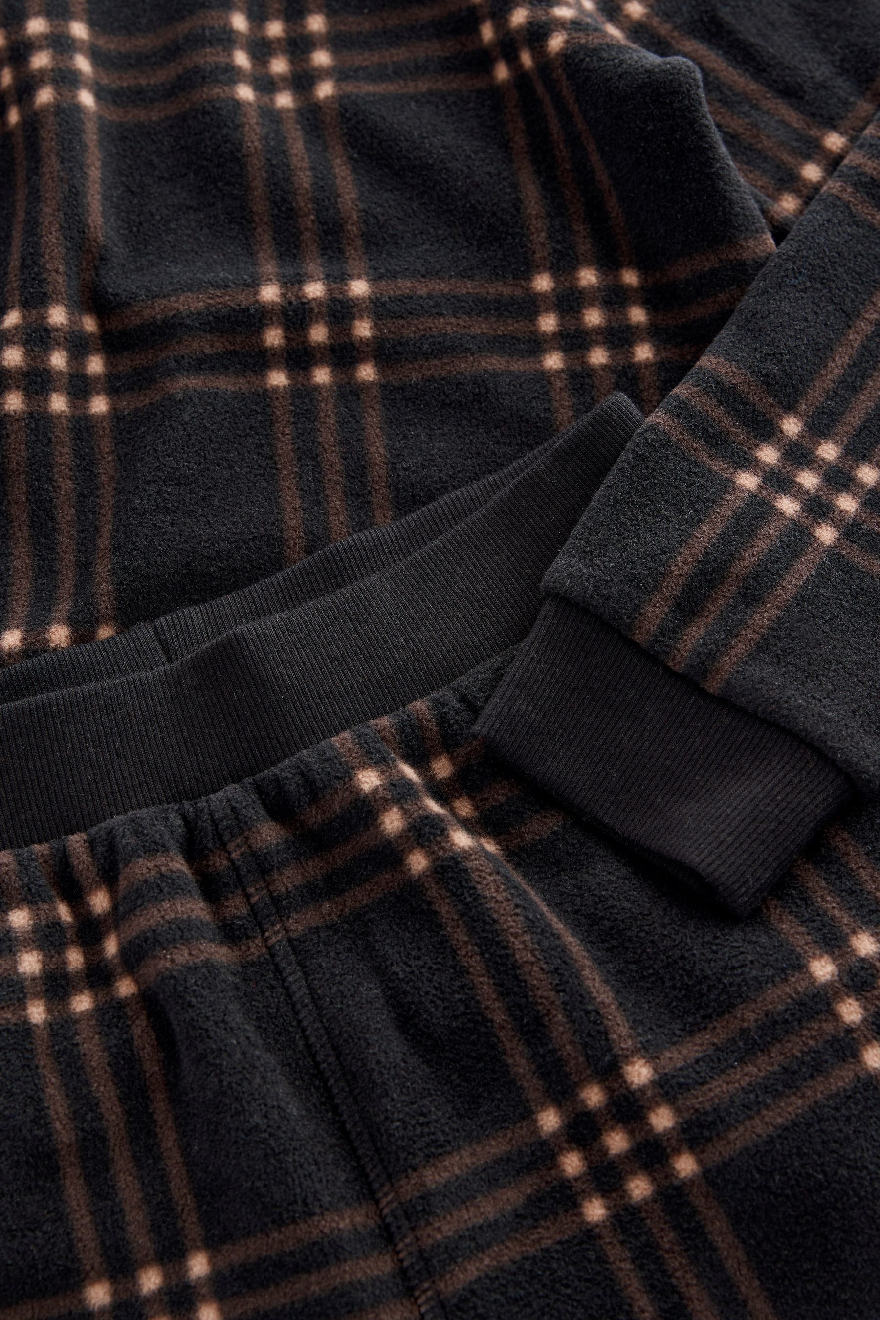 Black/White Check Single Soft Touch Fleece With Elastane (3-16yrs)