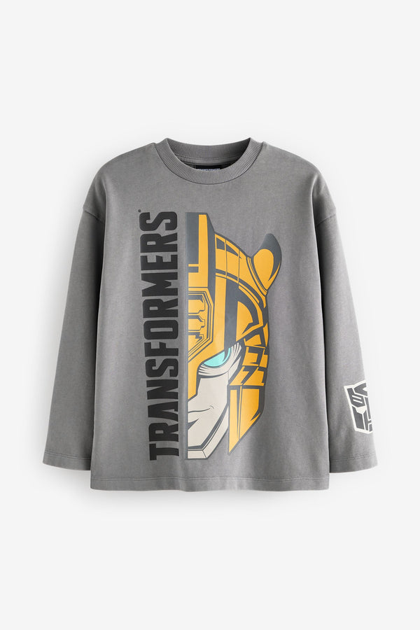 Taupe Brown Transformers Licensed Long Sleeve 100% Cotton T-Shirt (3-16yrs)