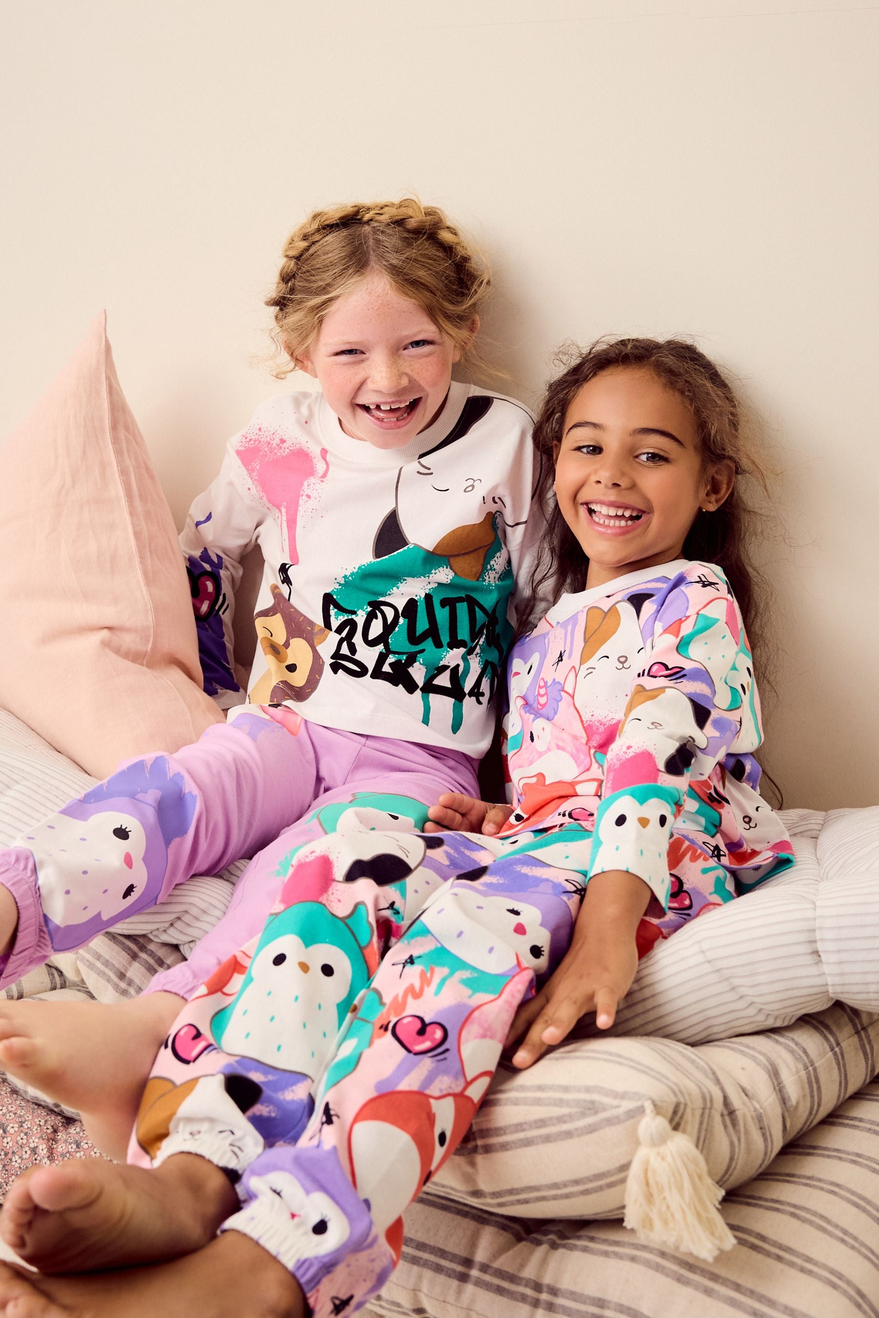 White/Pink/Purple License Squishmallows 100% Cotton Pyjamas 2 Pack (5-14yrs)