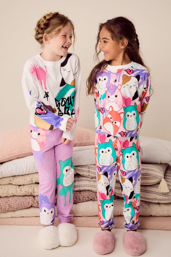 White/Pink/Purple License Squishmallows 100% Cotton Pyjamas 2 Pack (5-14yrs)