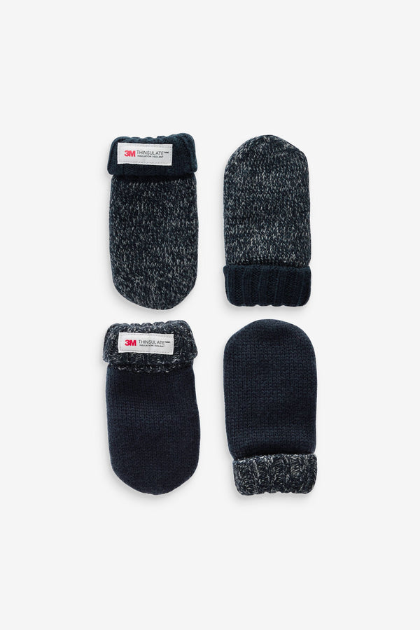 Navy Blue Thinsulate™ Mittens 2 Pack (3mths-6yrs)