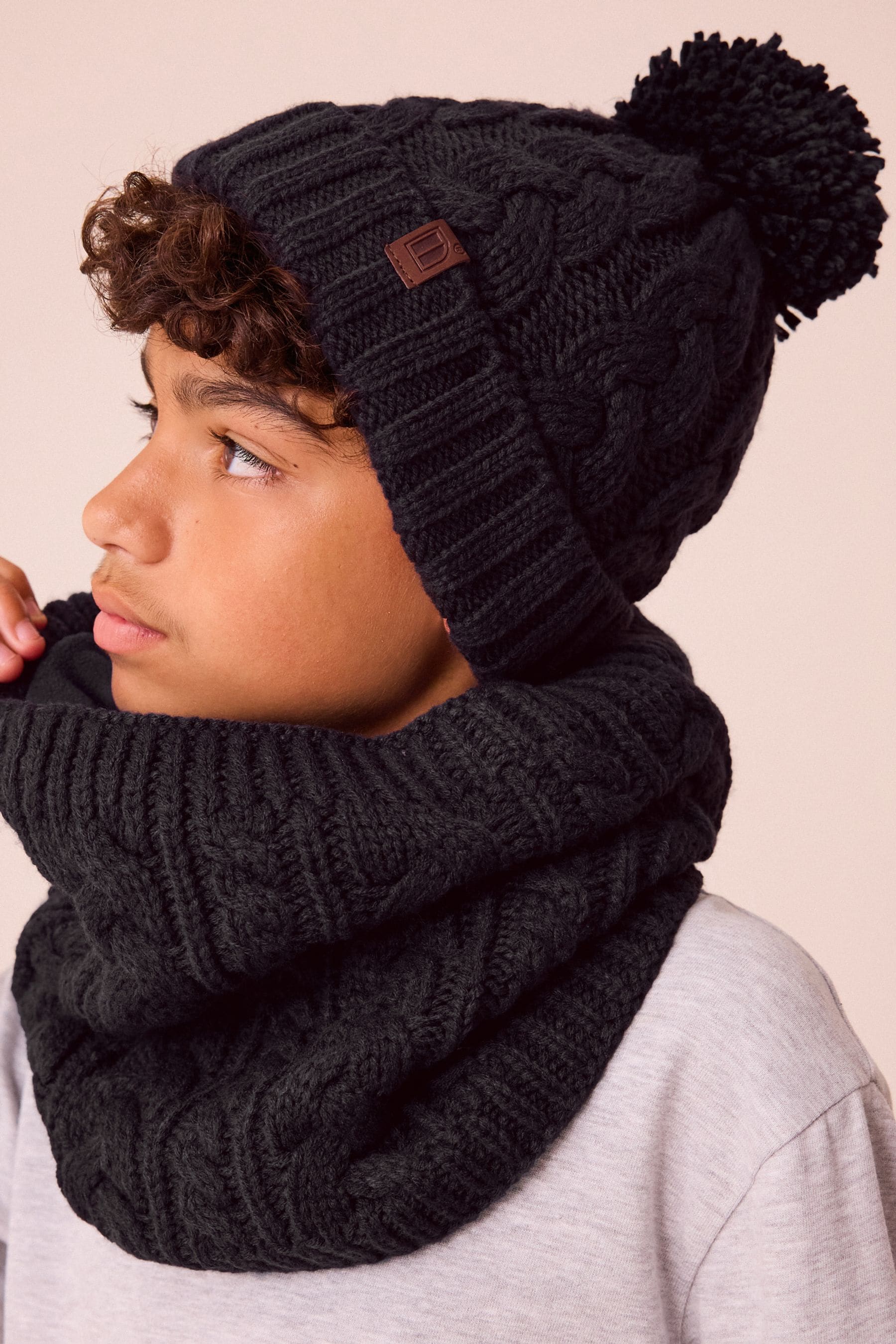 Navy Blue Cable Knit Snood (1-16yrs)