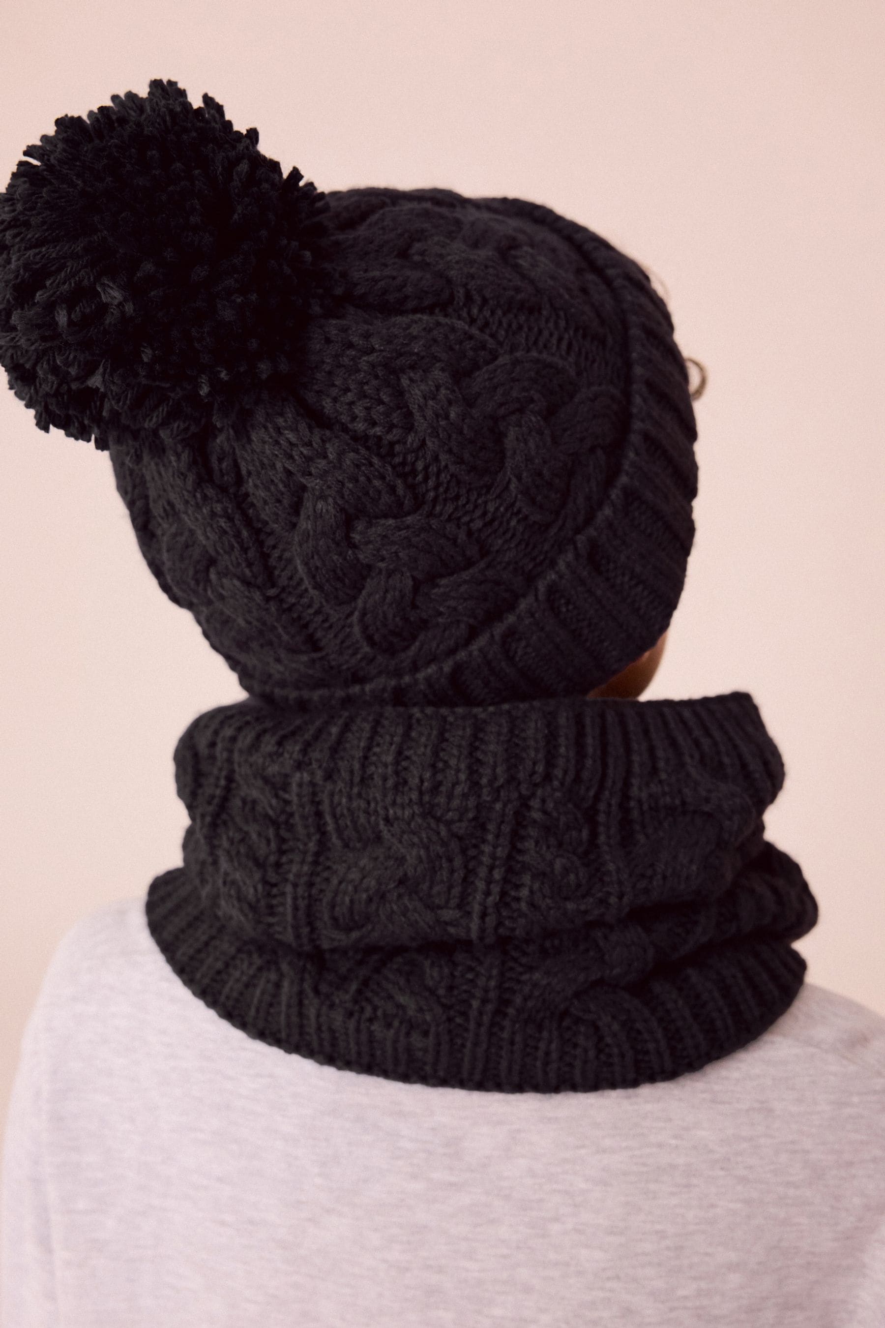 Navy Blue Cable Knit Snood (1-16yrs)