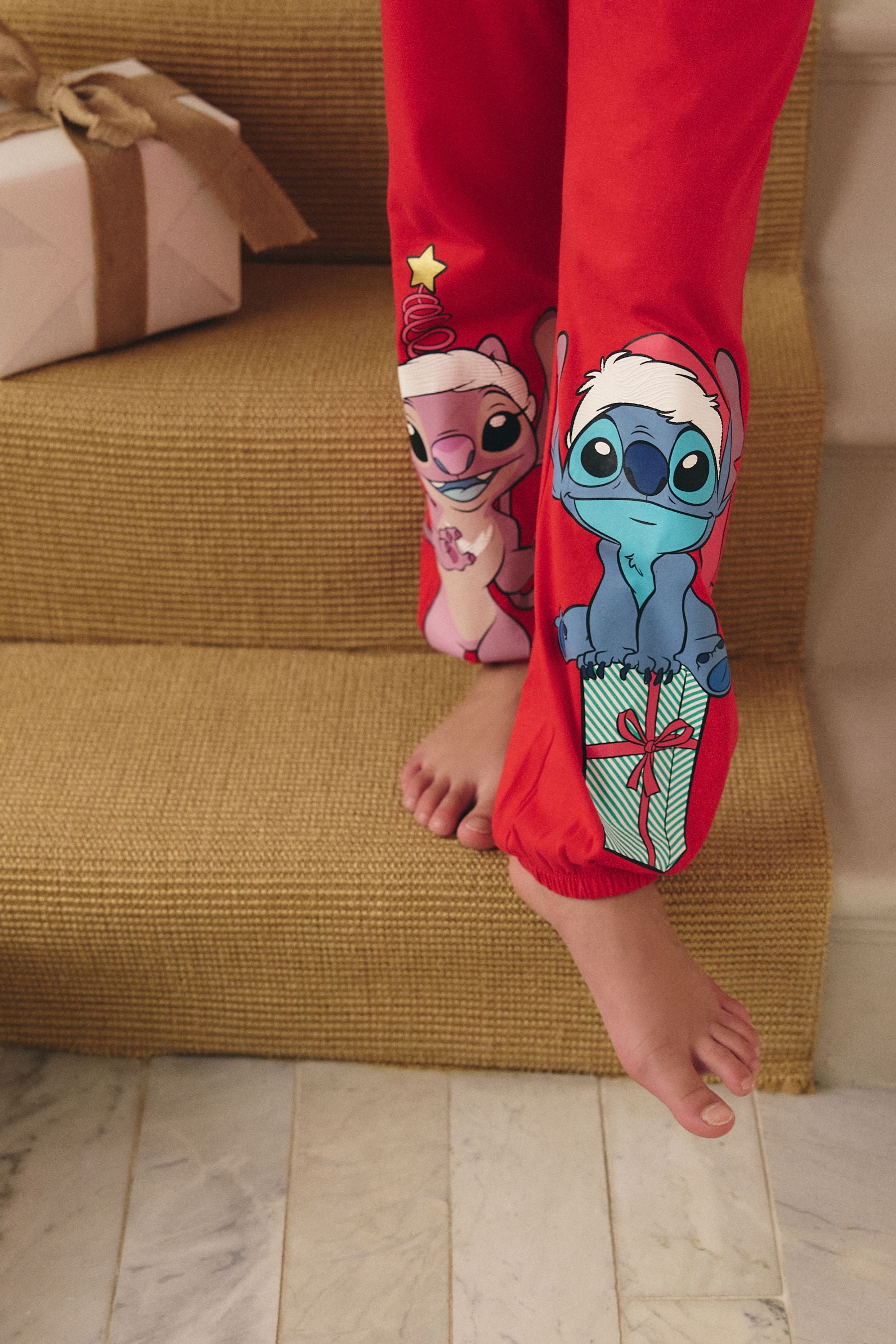 Red License Lilo and Stitch Christmas 100% Cotton Pyjamas (3-14yrs)