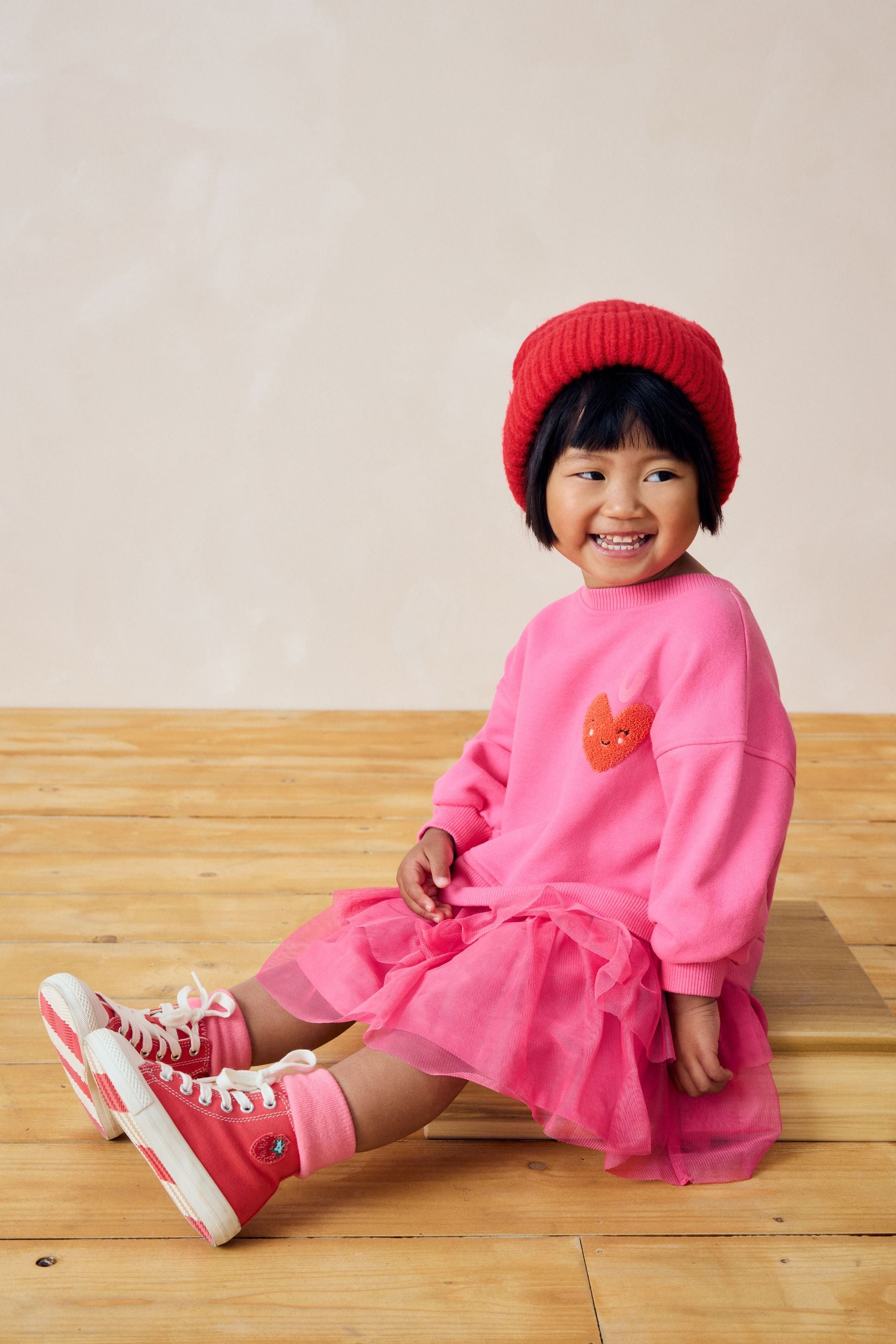 Pink Character Sweat Mesh Dress (3mths-7yrs)