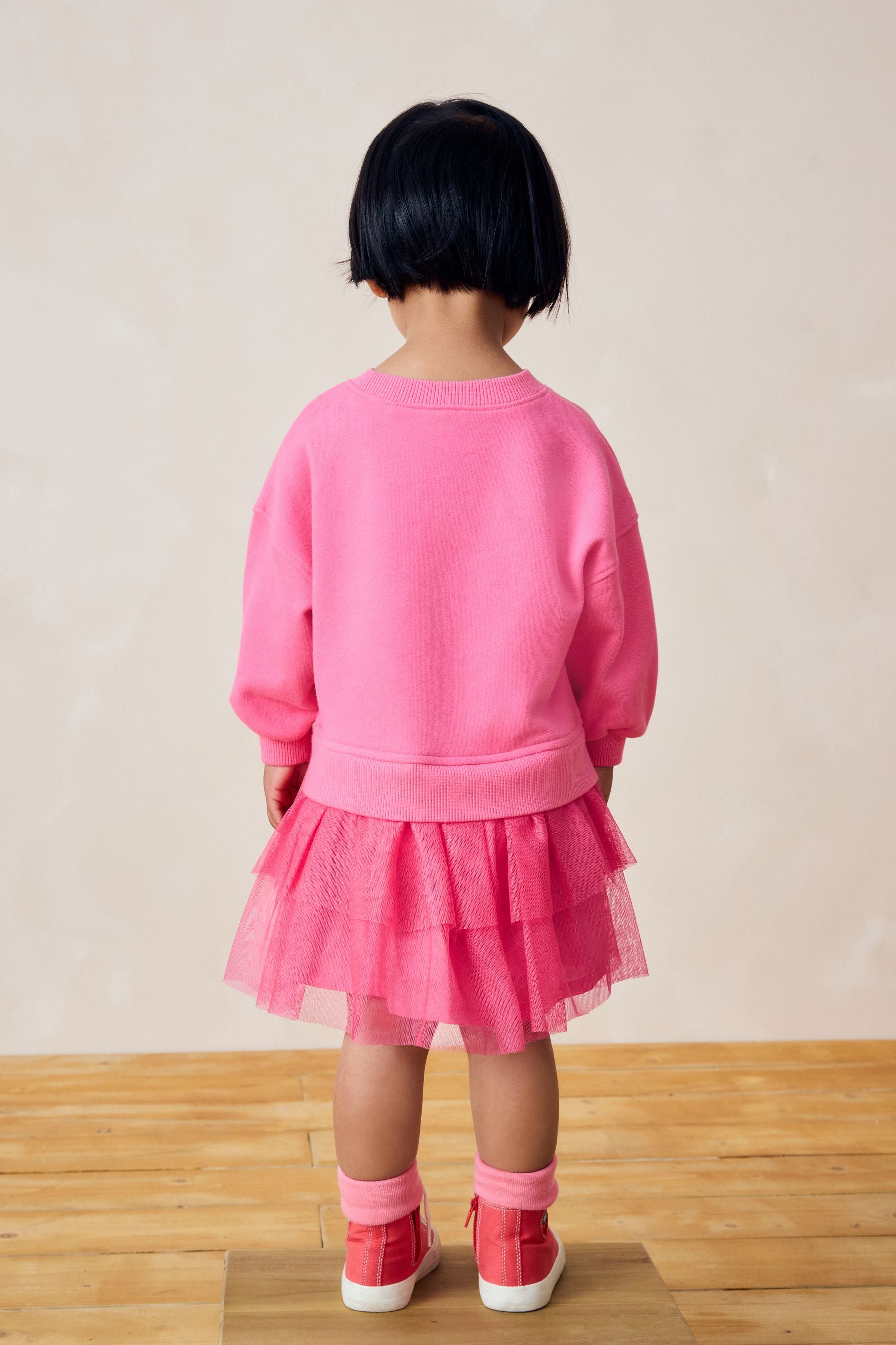 Pink Character Sweat Mesh Dress (3mths-7yrs)