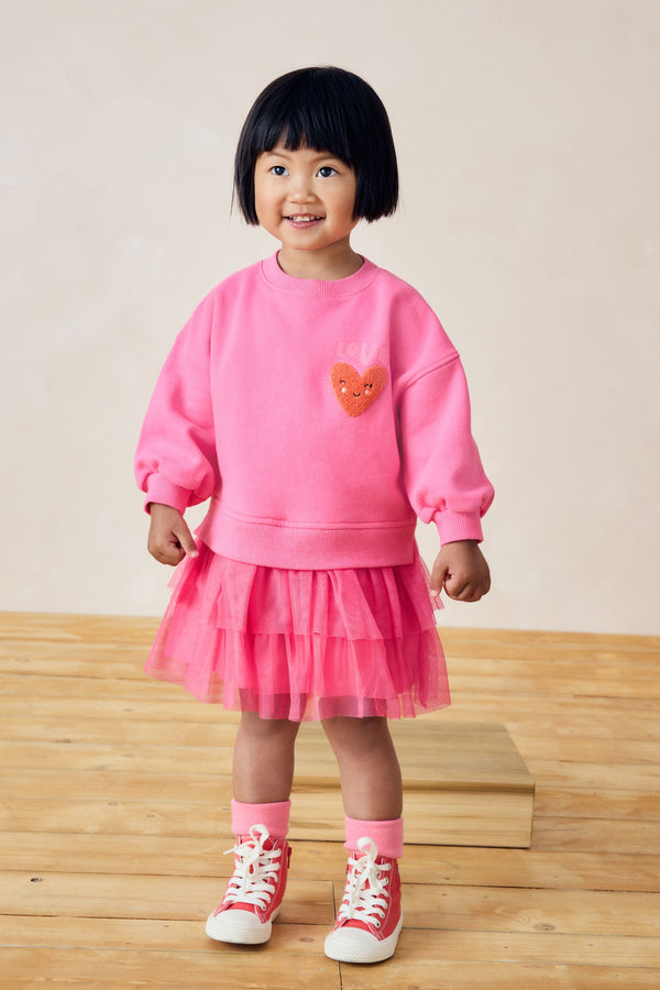 Pink Character Sweat Mesh Dress (3mths-7yrs)