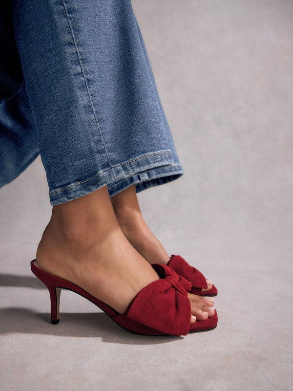 Red Tabitha Simmons Joelle Leather Bow Mules