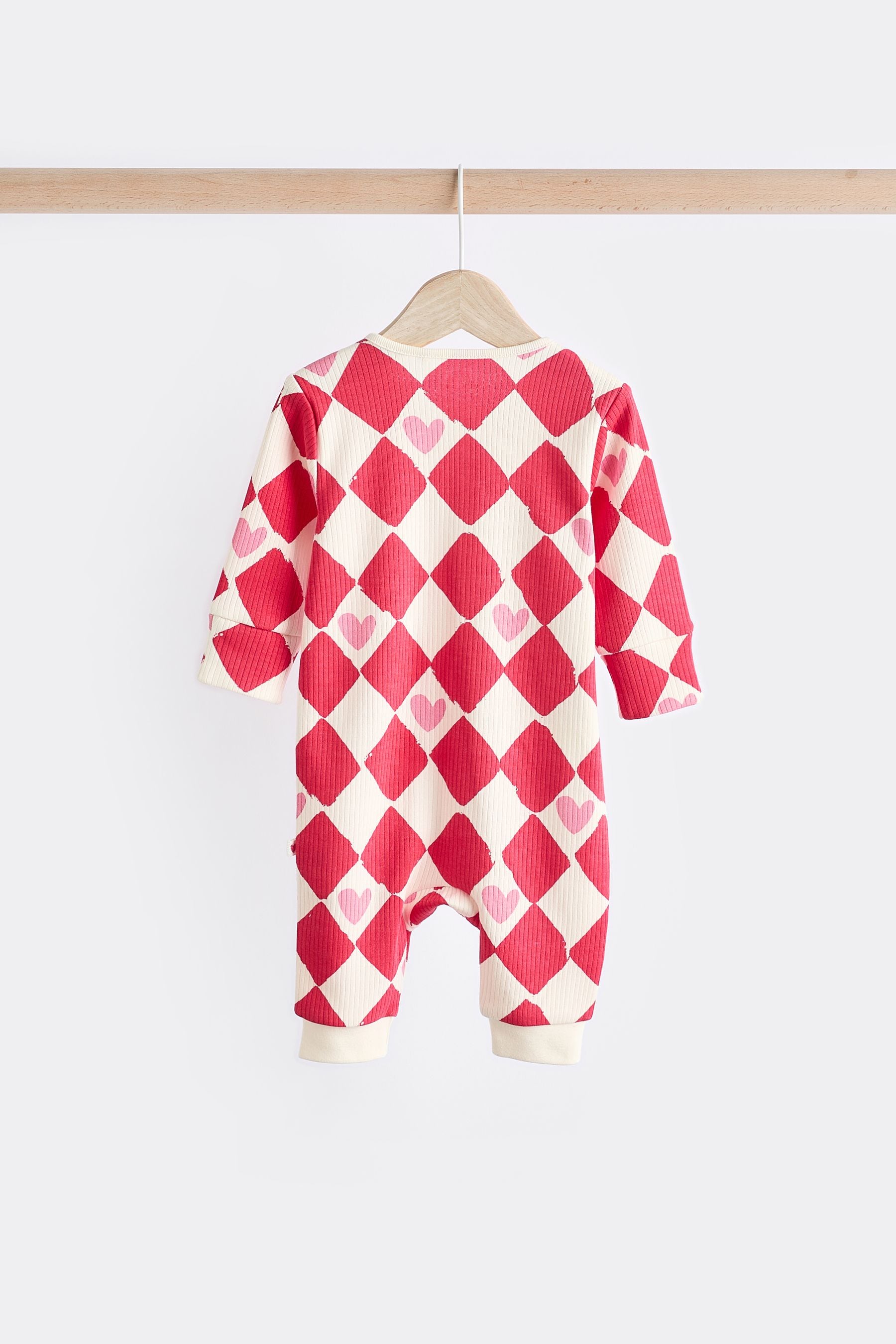 Red Baby Two Way Zip Footless 100% Cotton Sleepsuits 3 Pack (0mths-3yrs)