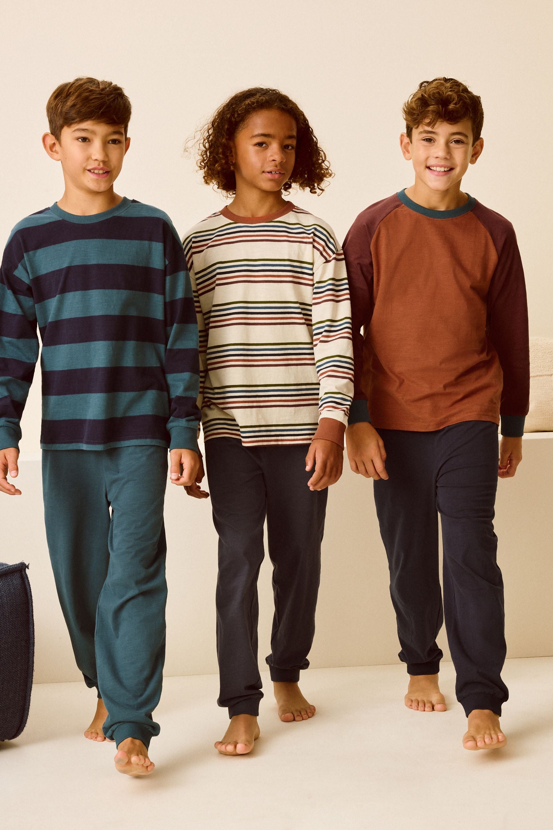 Rust/Navy 100% Cotton Long Sleeve Pyjamas 3 Pack (3-16yrs)