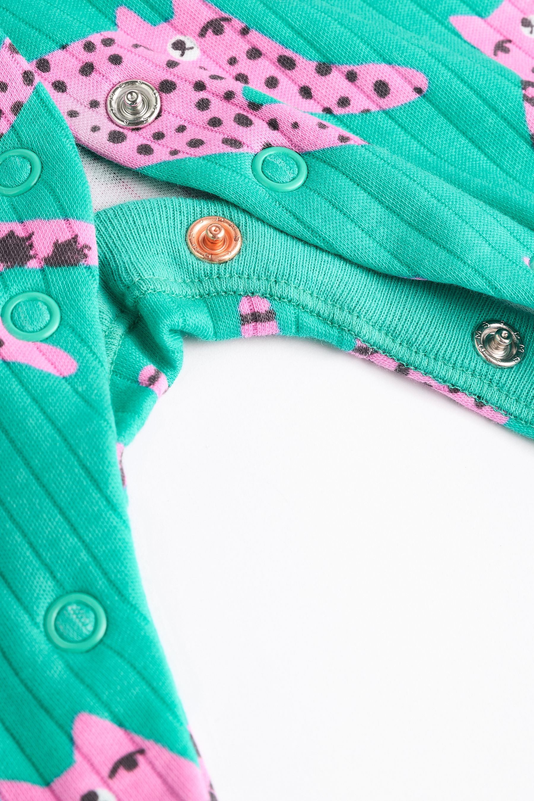 Pink/Green Printed Baby Sleepsuits 3 Pack (0mths-2yrs)