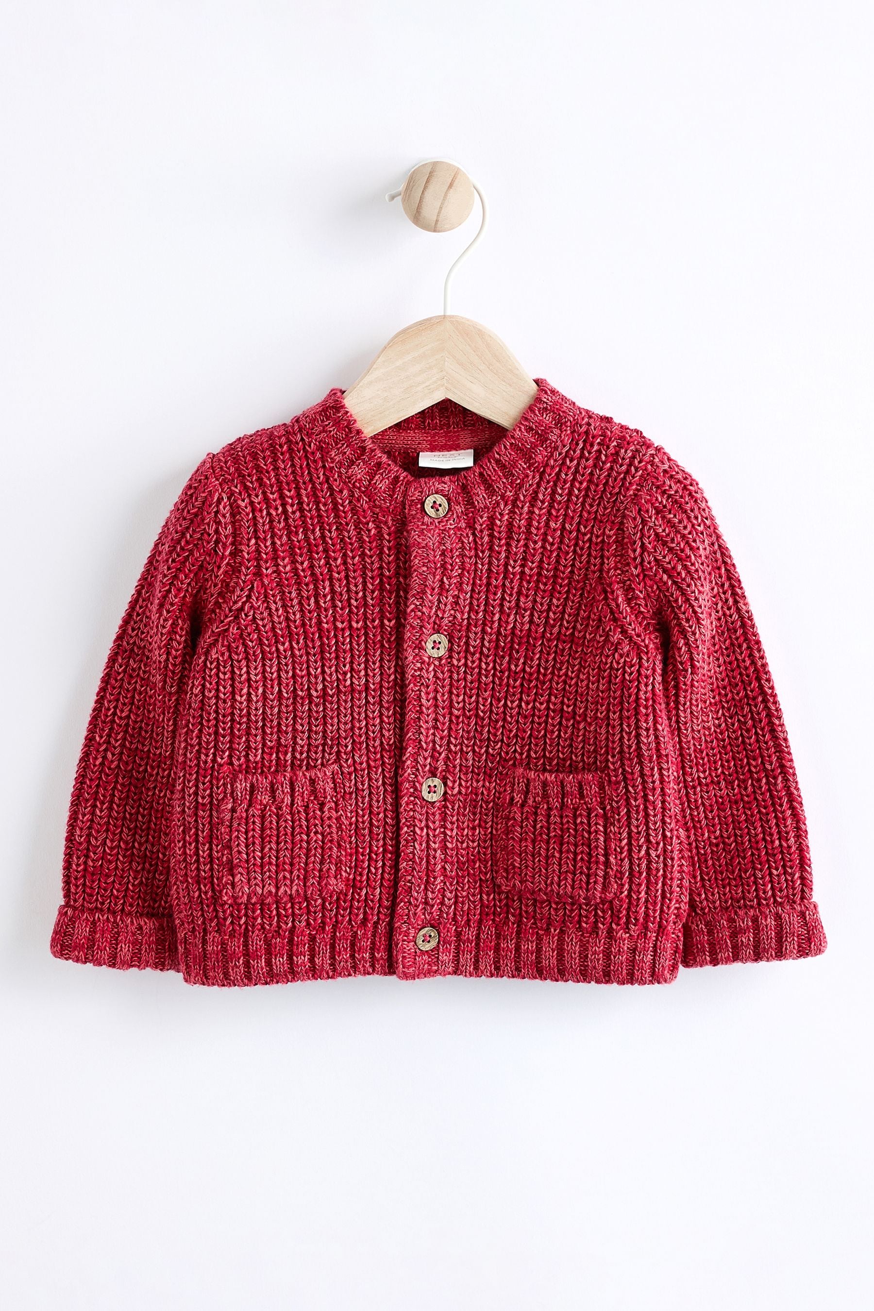 Red My First Christmas Baby Knitted Cardigan