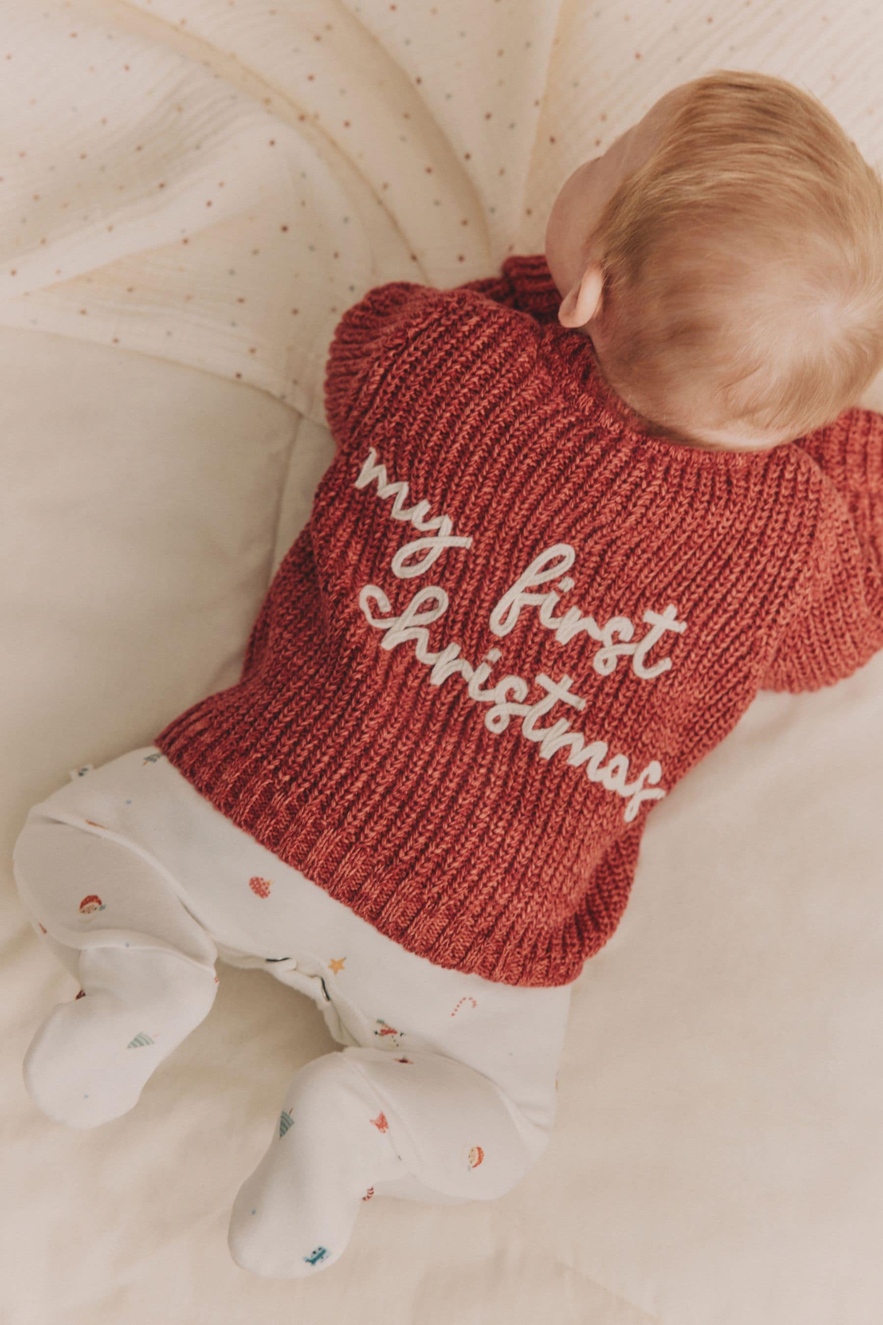 Red My First Christmas Baby Knitted Cardigan