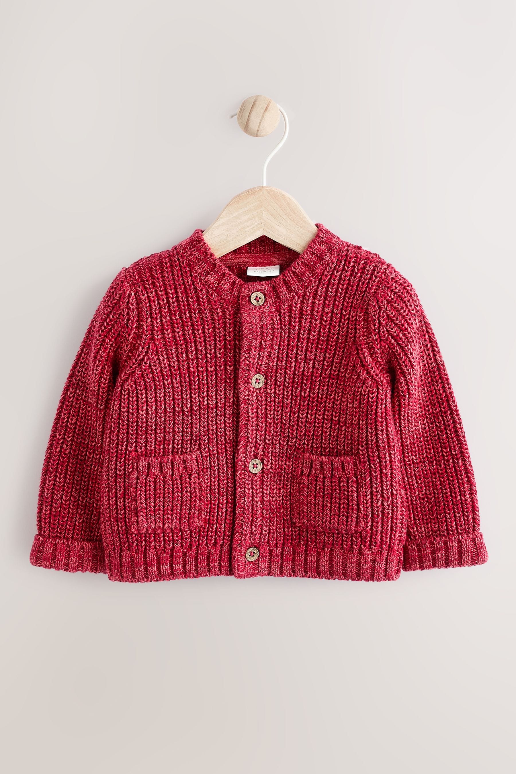 Red My First Christmas Knitted 100% Cotton Cardigan