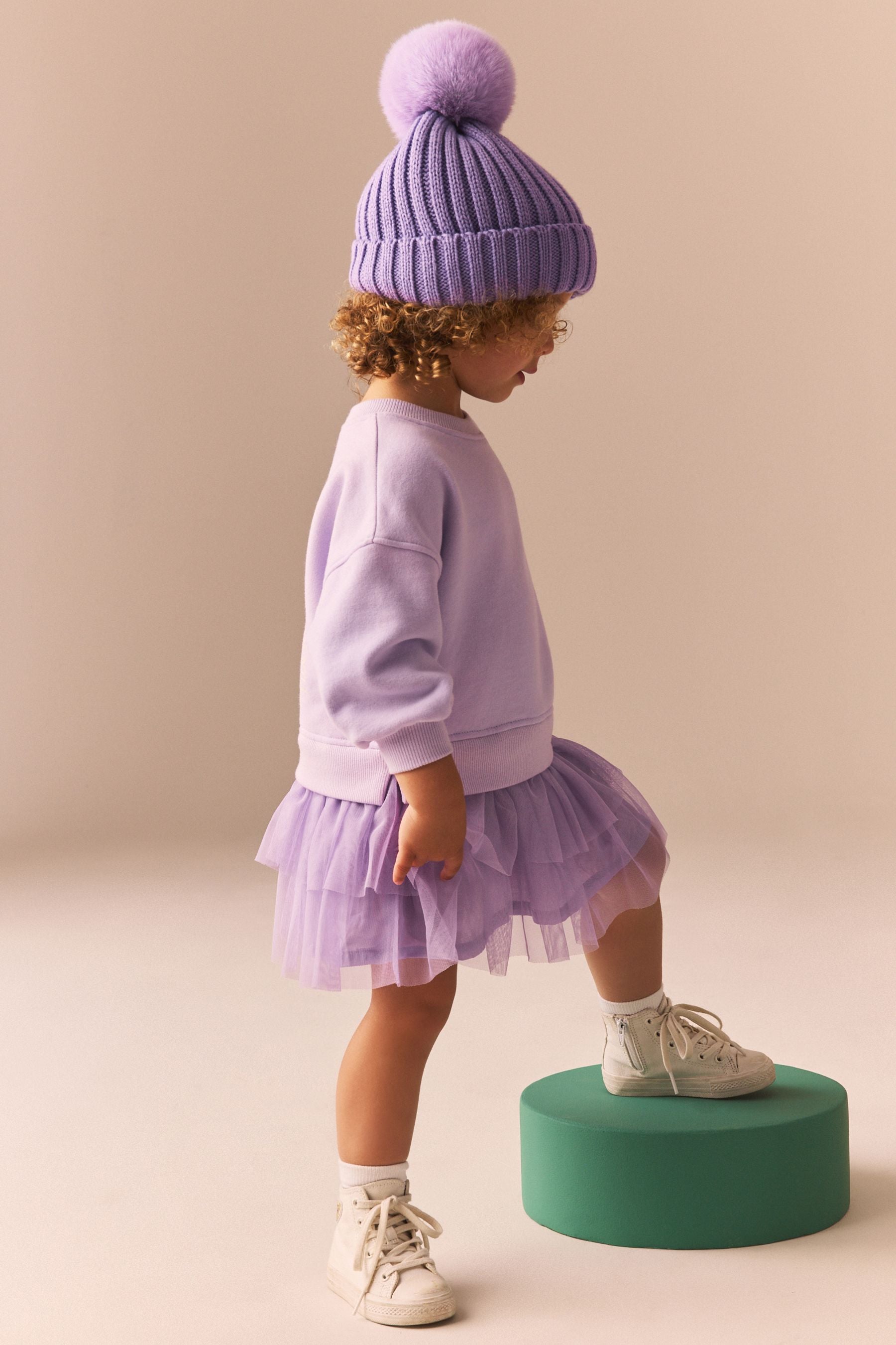 Purple Marie Sweat Mesh Dress (3mths-7yrs)