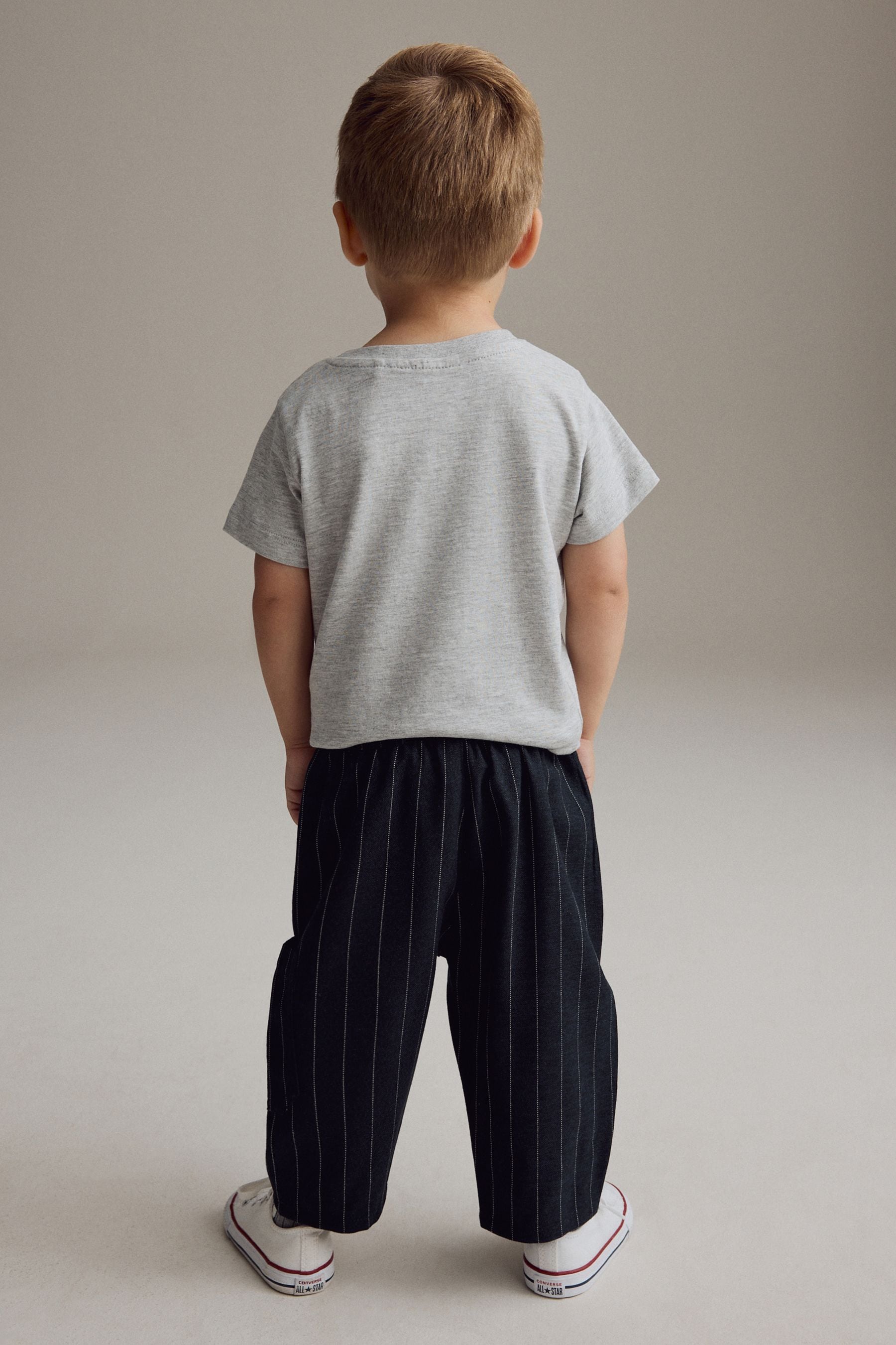 Navy/White Cosy Pull On Smart Trousers (3mths-7yrs)