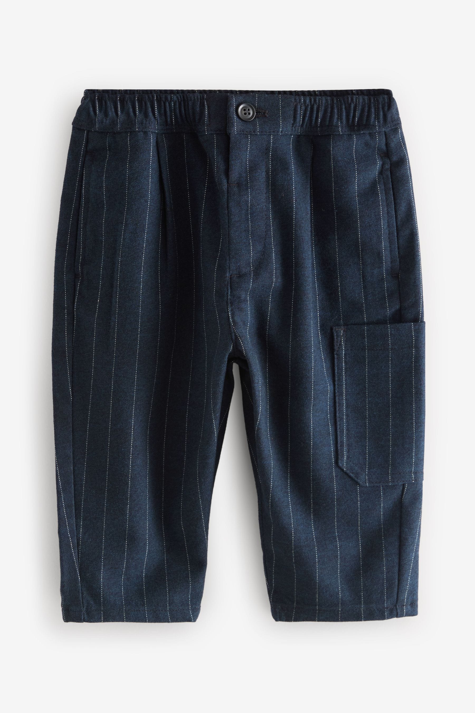 Navy/White Cosy Pull On Smart Trousers (3mths-7yrs)