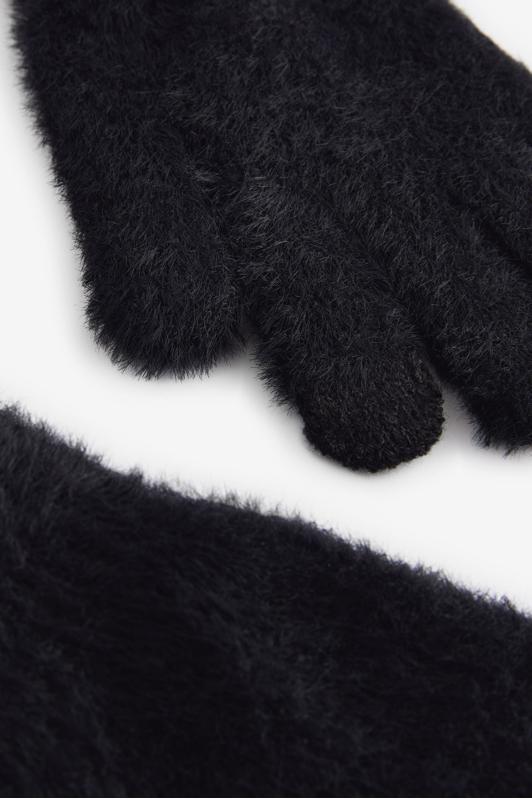 Black Fluffy Gloves (3-16yrs)