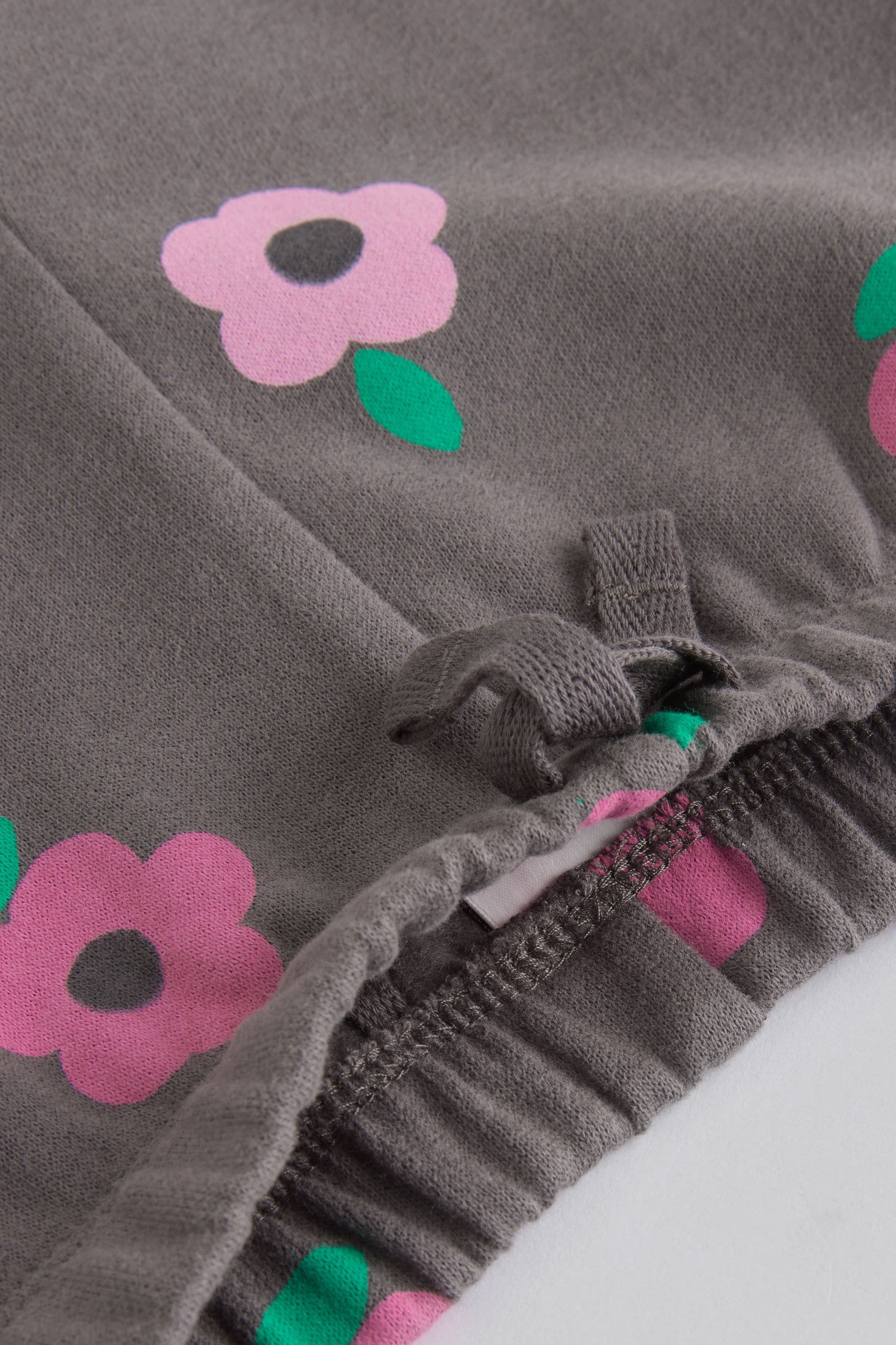 Grey/Pink Flower Print Baby Sweatshirt and Joggers Set