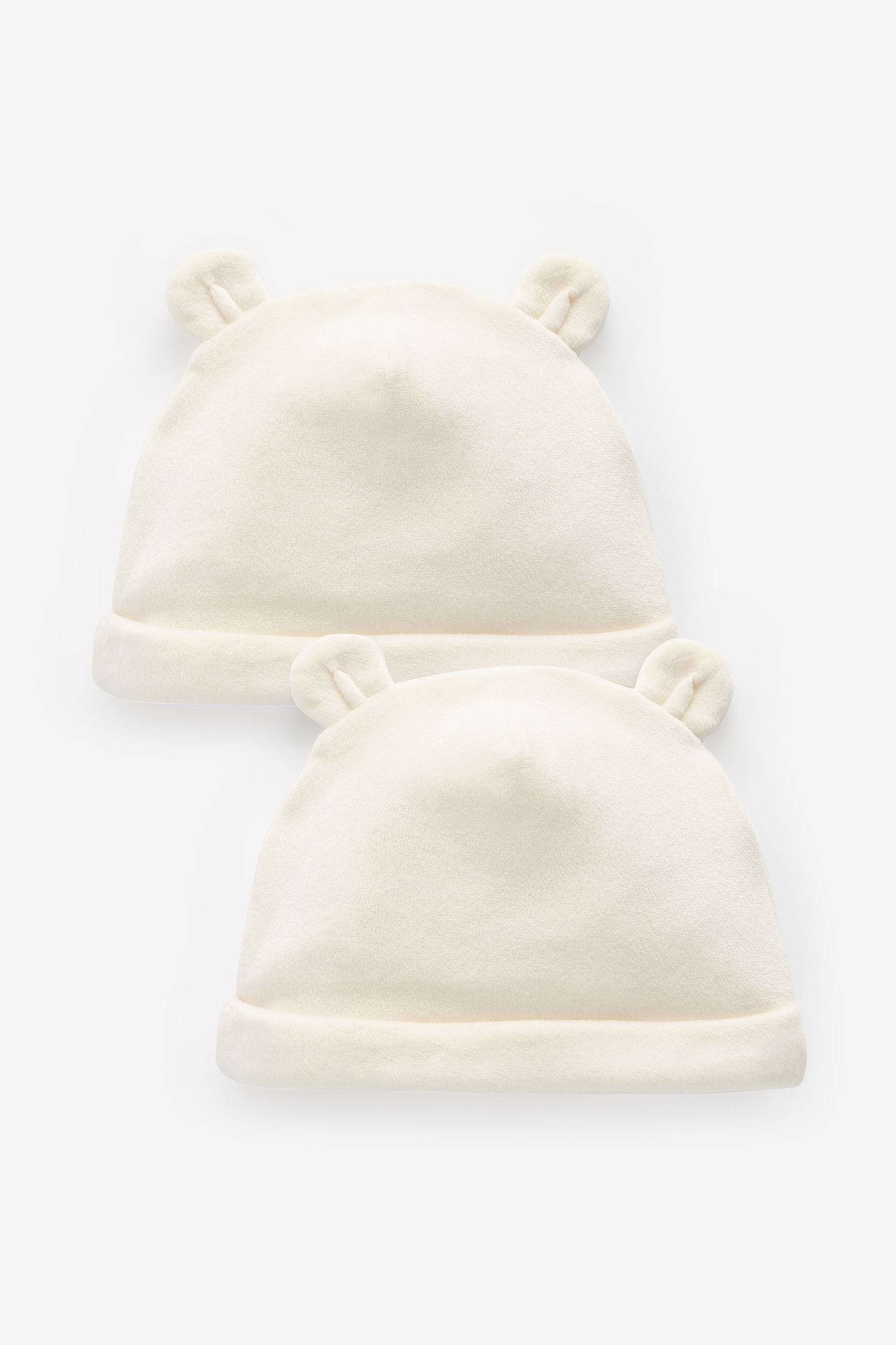 Cream Velour Baby Beanie Hats 2 Pack (0-12mths)