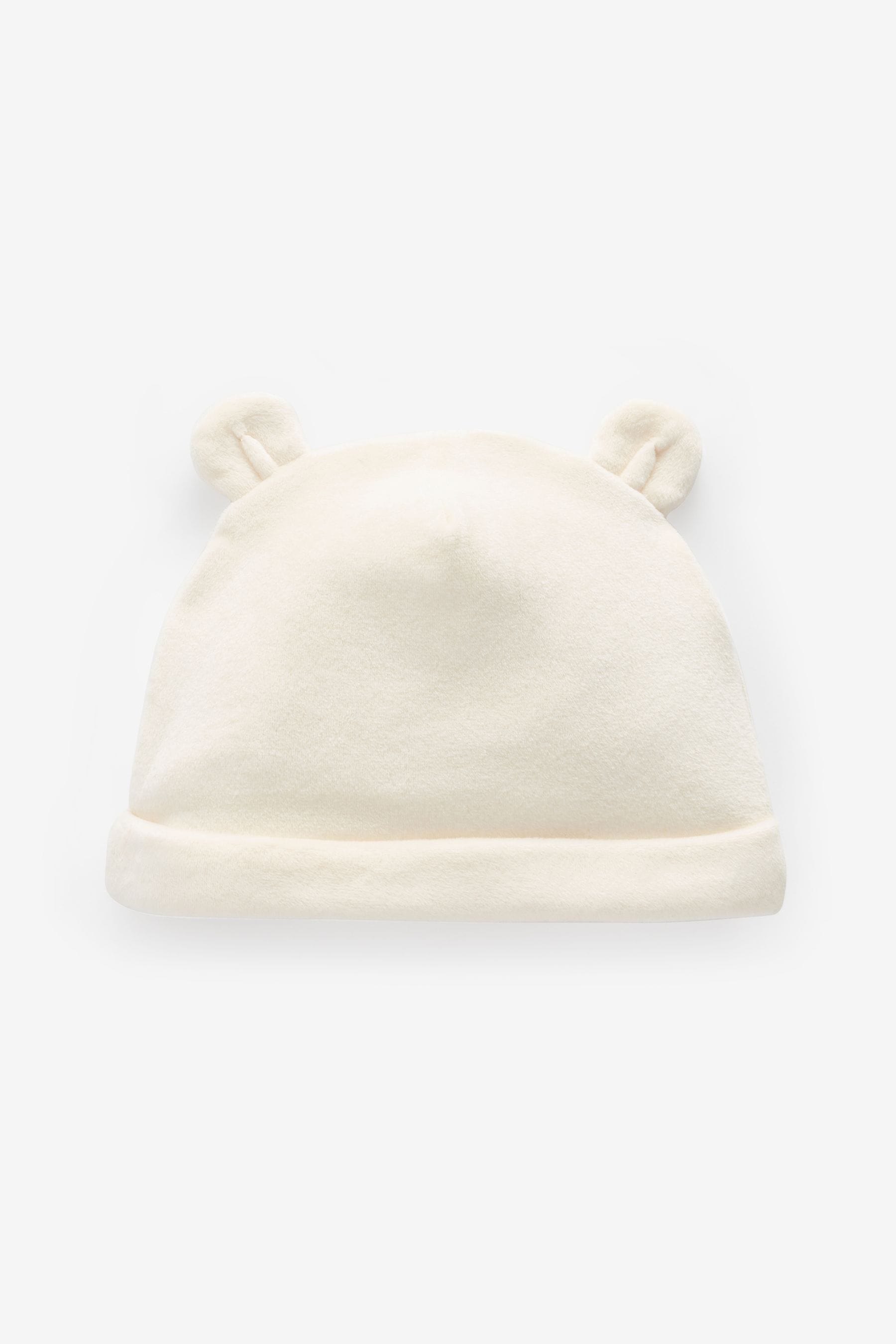 Cream Velour Baby Beanie Hats 2 Pack (0-12mths)