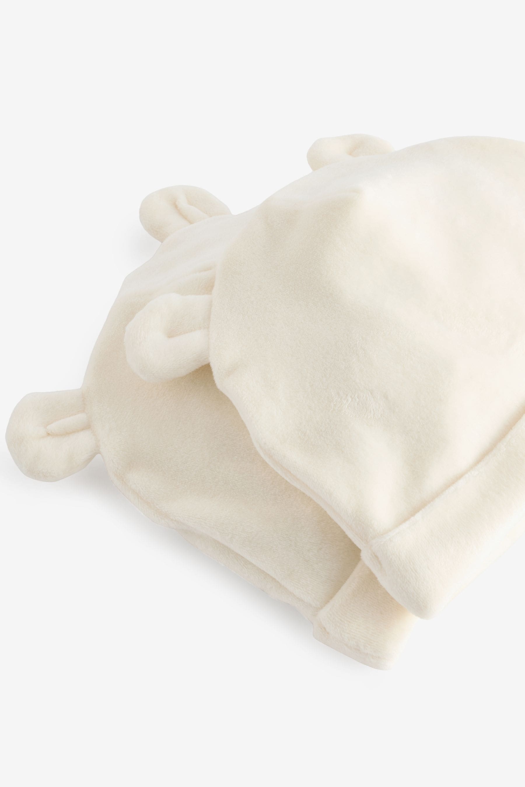 Cream Velour Baby Beanie Hats 2 Pack (0-12mths)