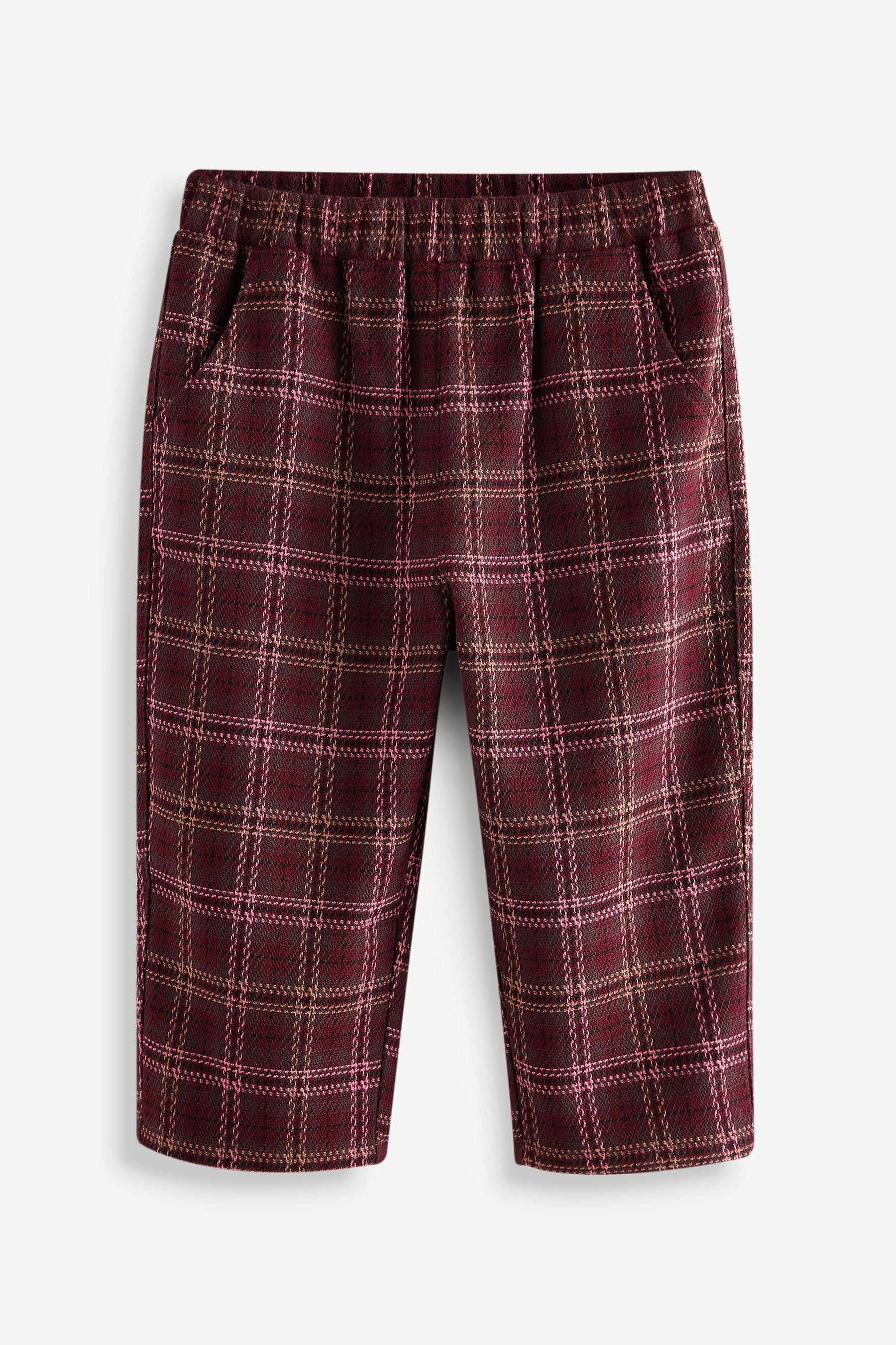 Berry Red Check Wide Leg Trousers (3mths-7yrs)