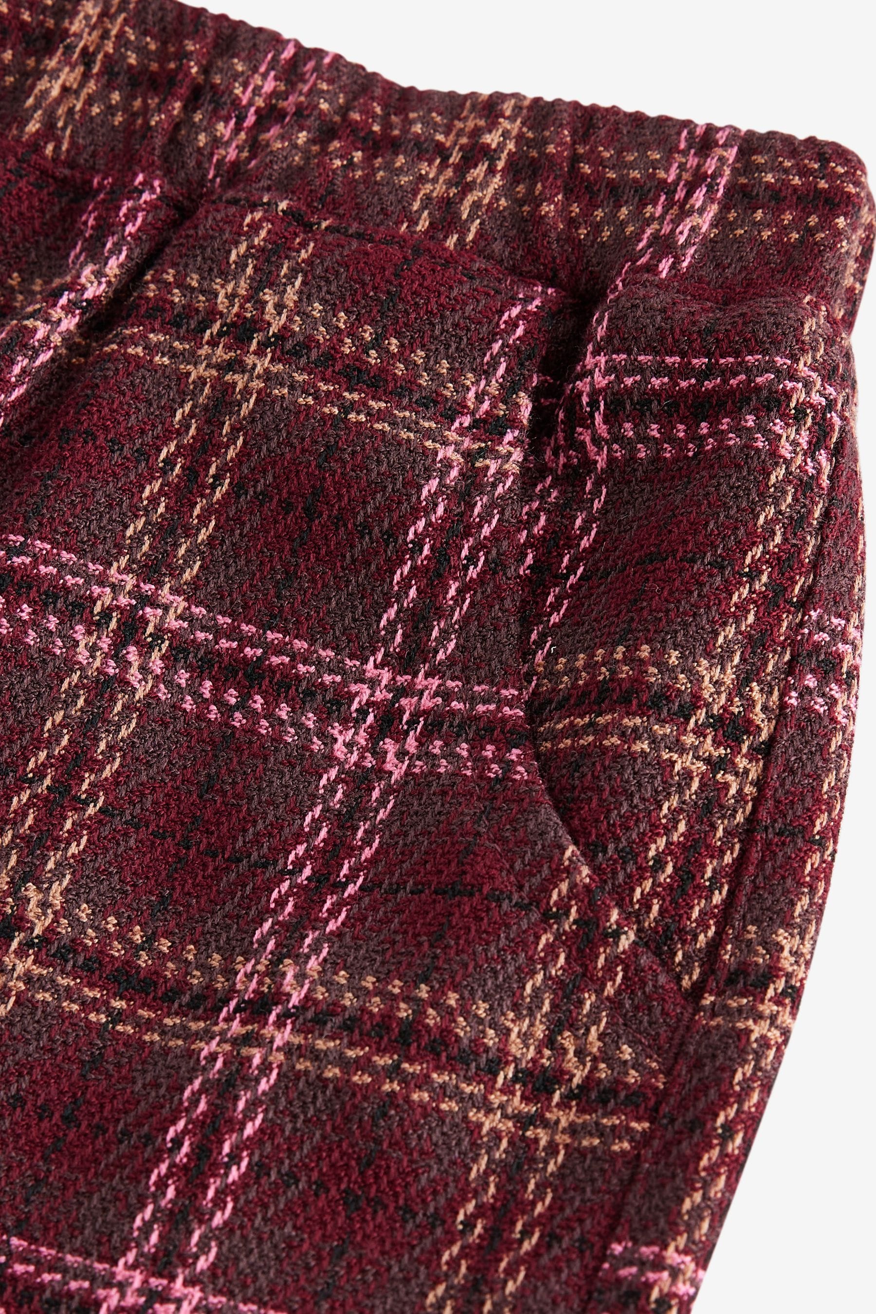 Berry Red Check Wide Leg Trousers (3mths-7yrs)