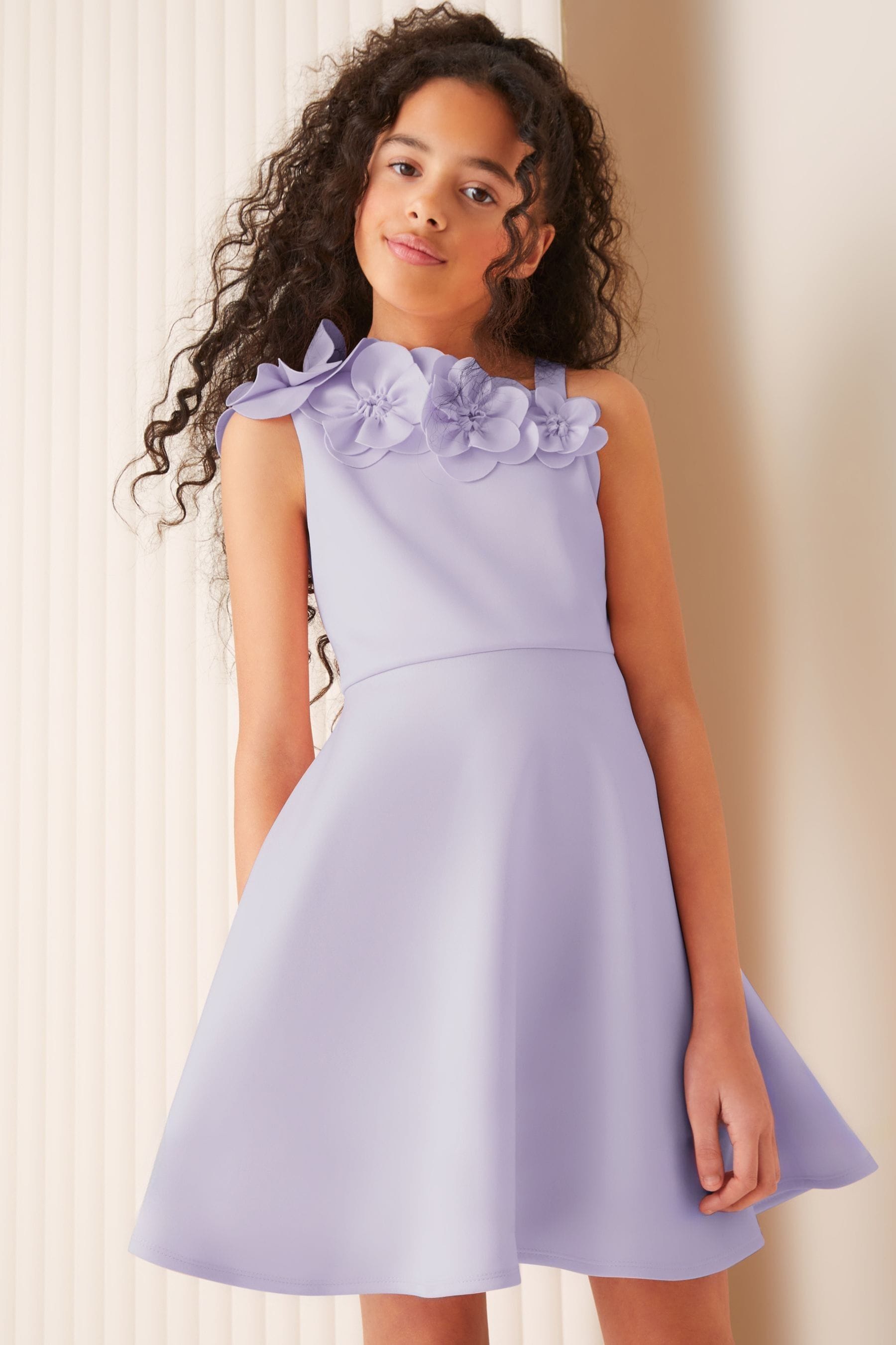 Purple Lipsy Corsage Scuba Occasion Dress (5-16yrs)