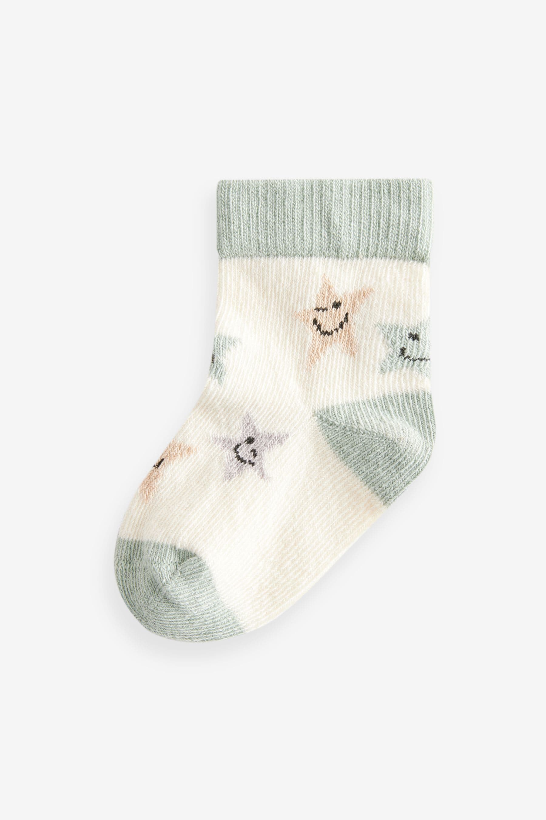 Green/Ecru Baby Socks 5 Pack (0mths-2yrs)