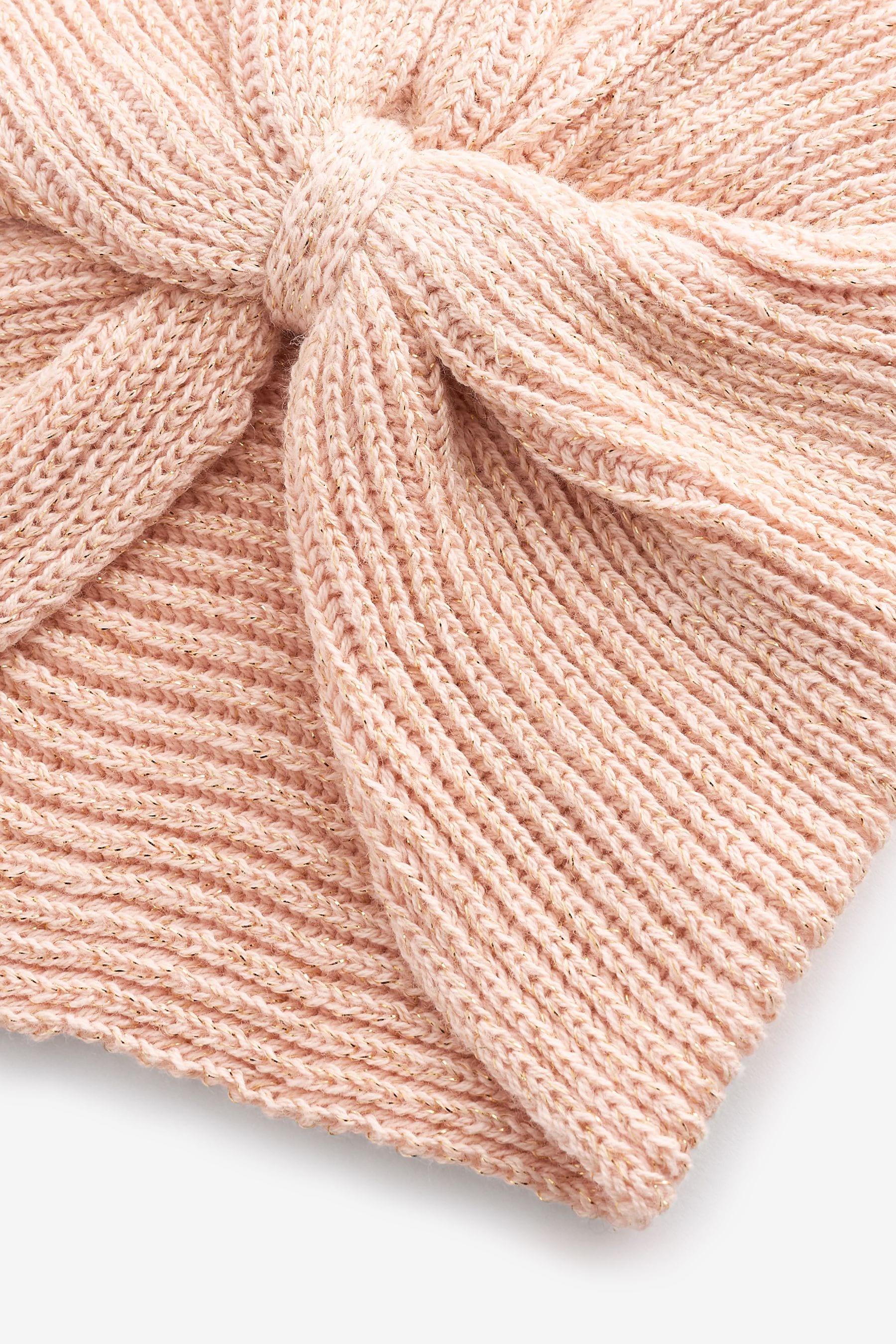 Peach Pink/Gold Sparkle Baby Knitted Turban 100% Cotton Hat (0mths-3yrs)