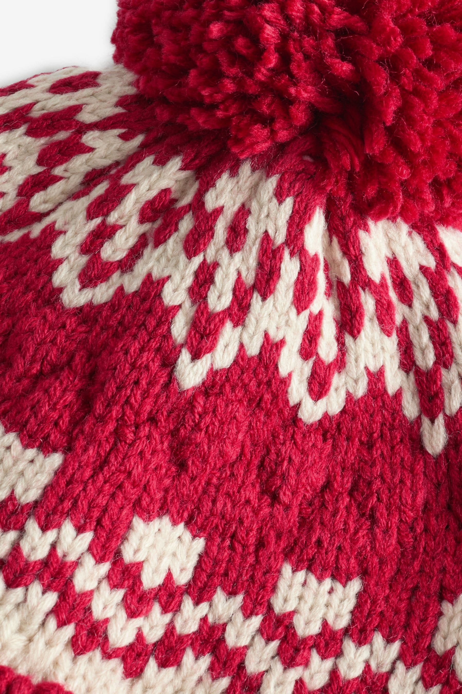 Red Fairisle Pattern Pom Hat (3mths-16yrs)