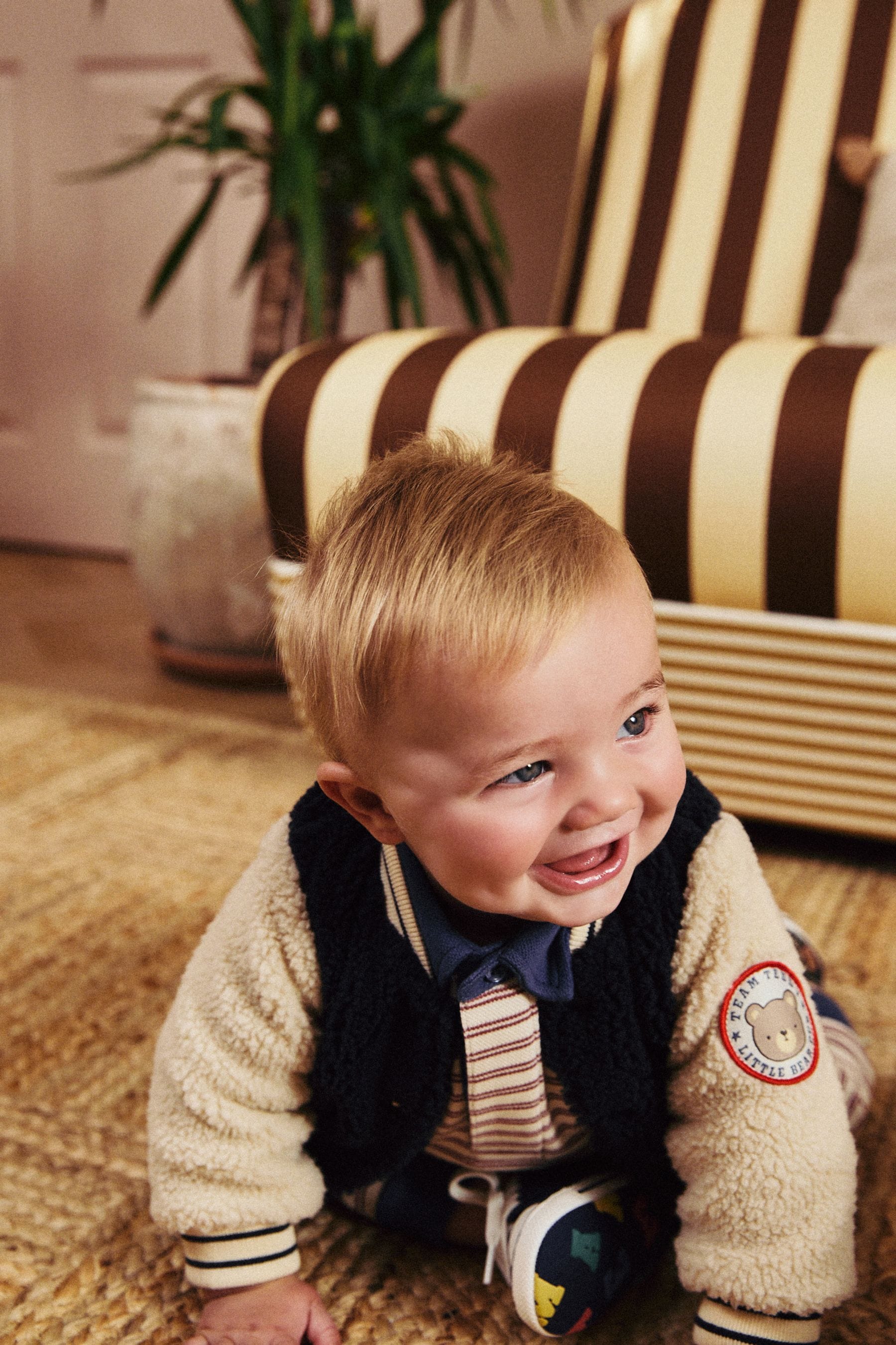 Navy Blue Baby Borg Hooded Fleece Jacket (0mths-2yrs)