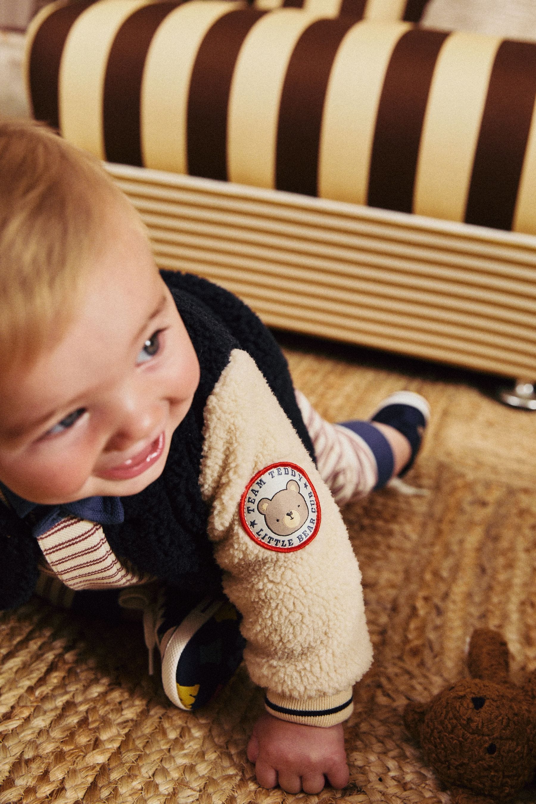 Navy Blue Baby Borg Hooded Fleece Jacket (0mths-2yrs)