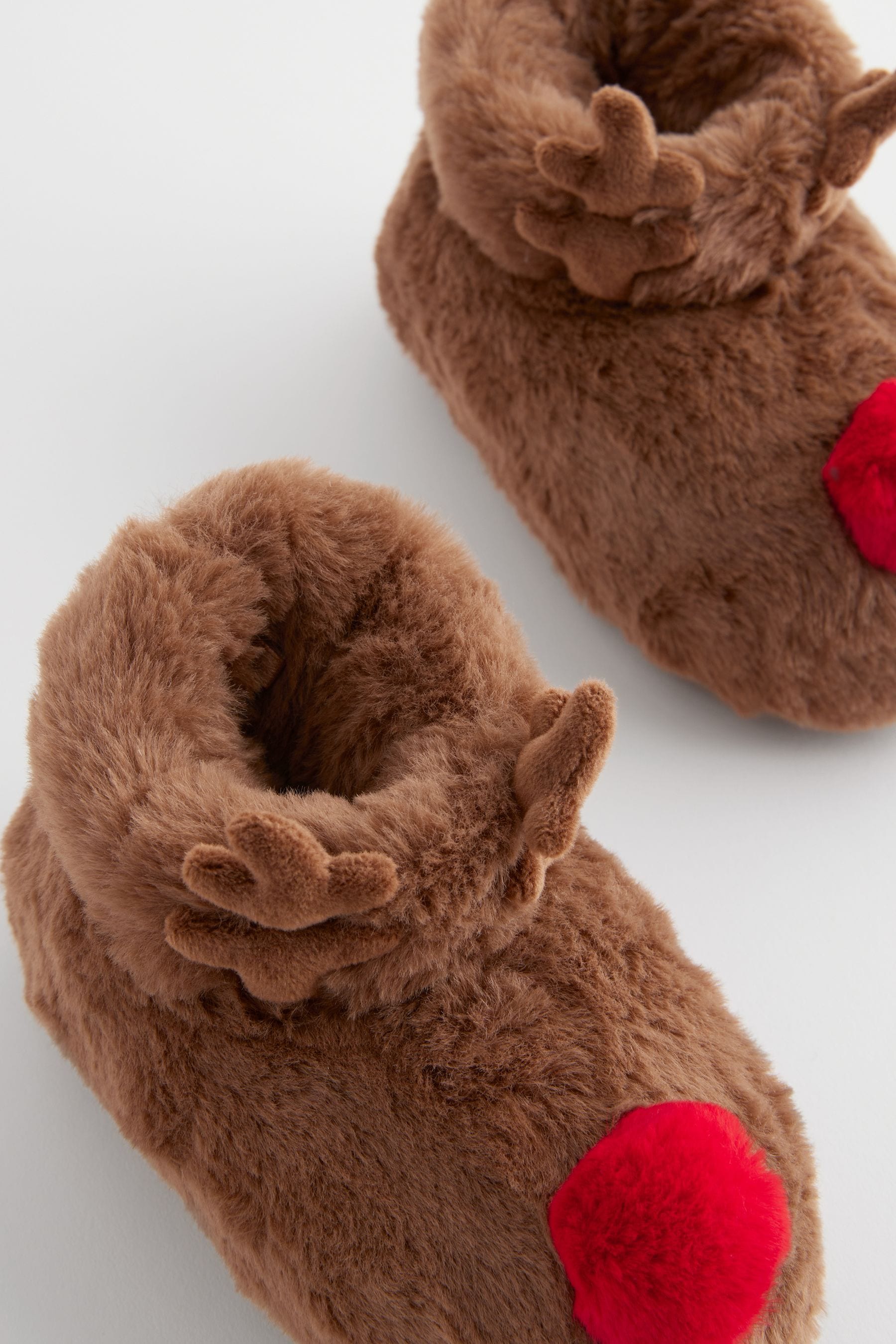 Brown Reindeer Slipper Boots