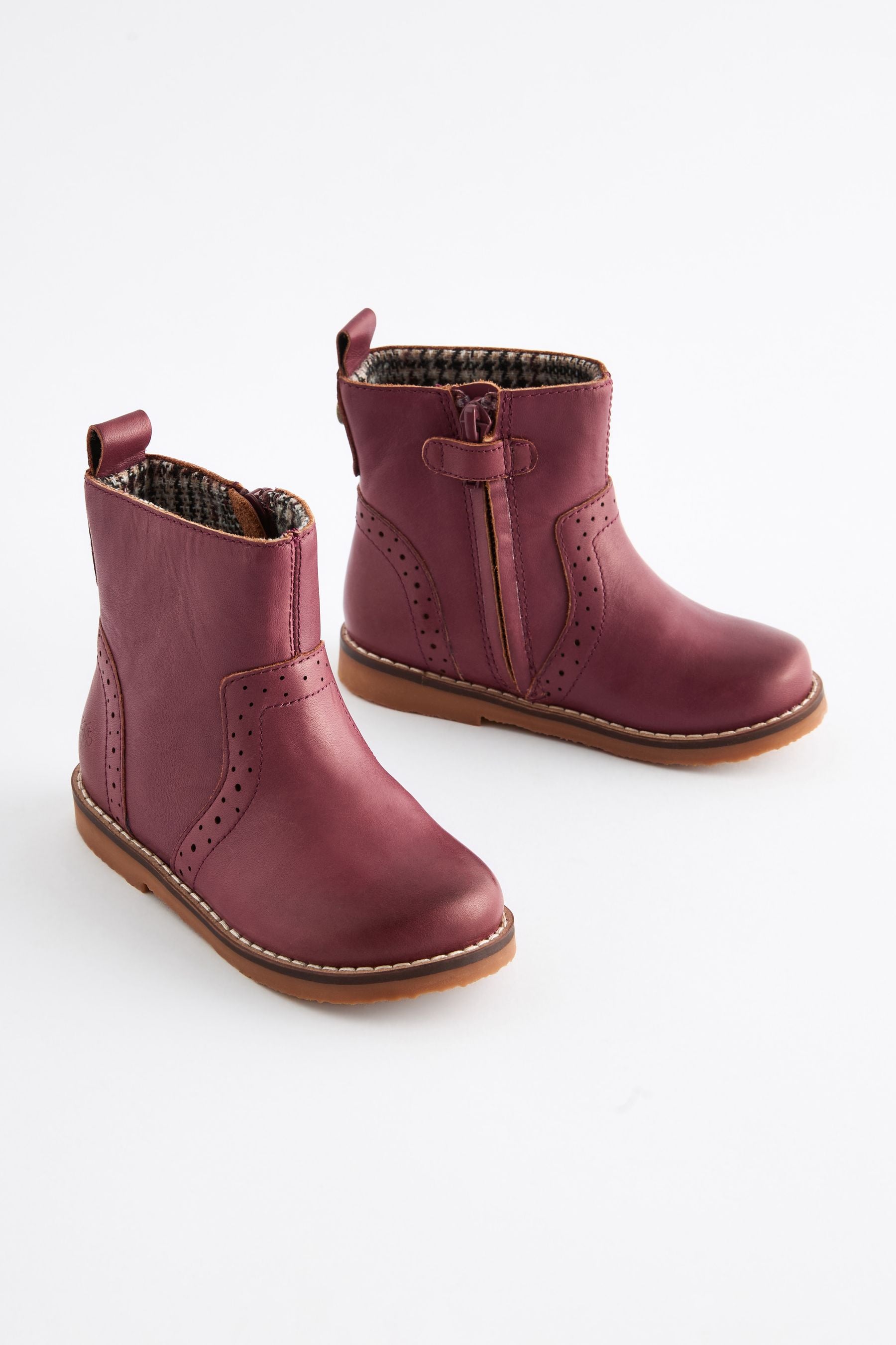 Pink Ankle Leather Cosy Lined Boots