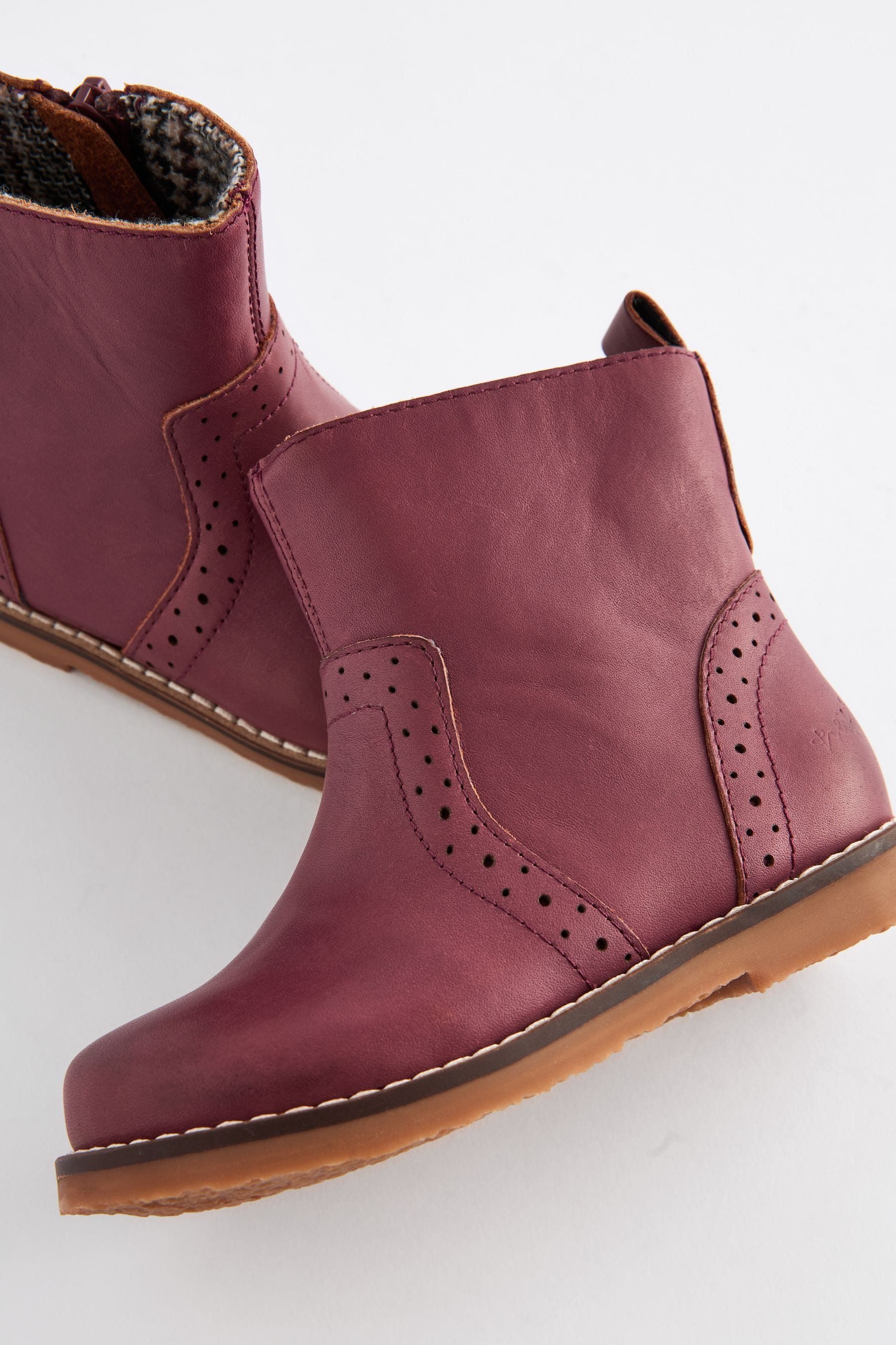 Pink Ankle Leather Cosy Lined Boots