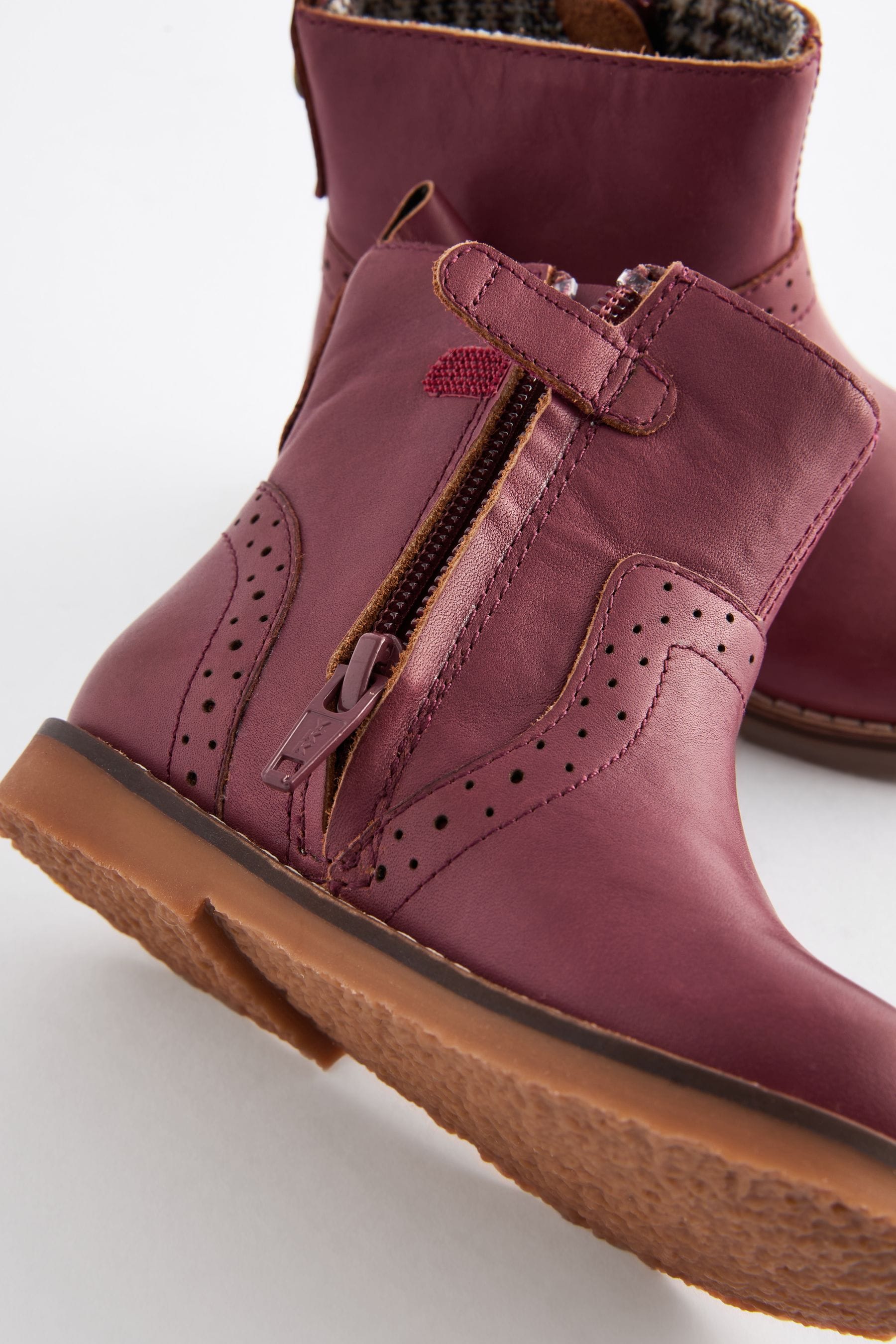 Pink Ankle Leather Cosy Lined Boots